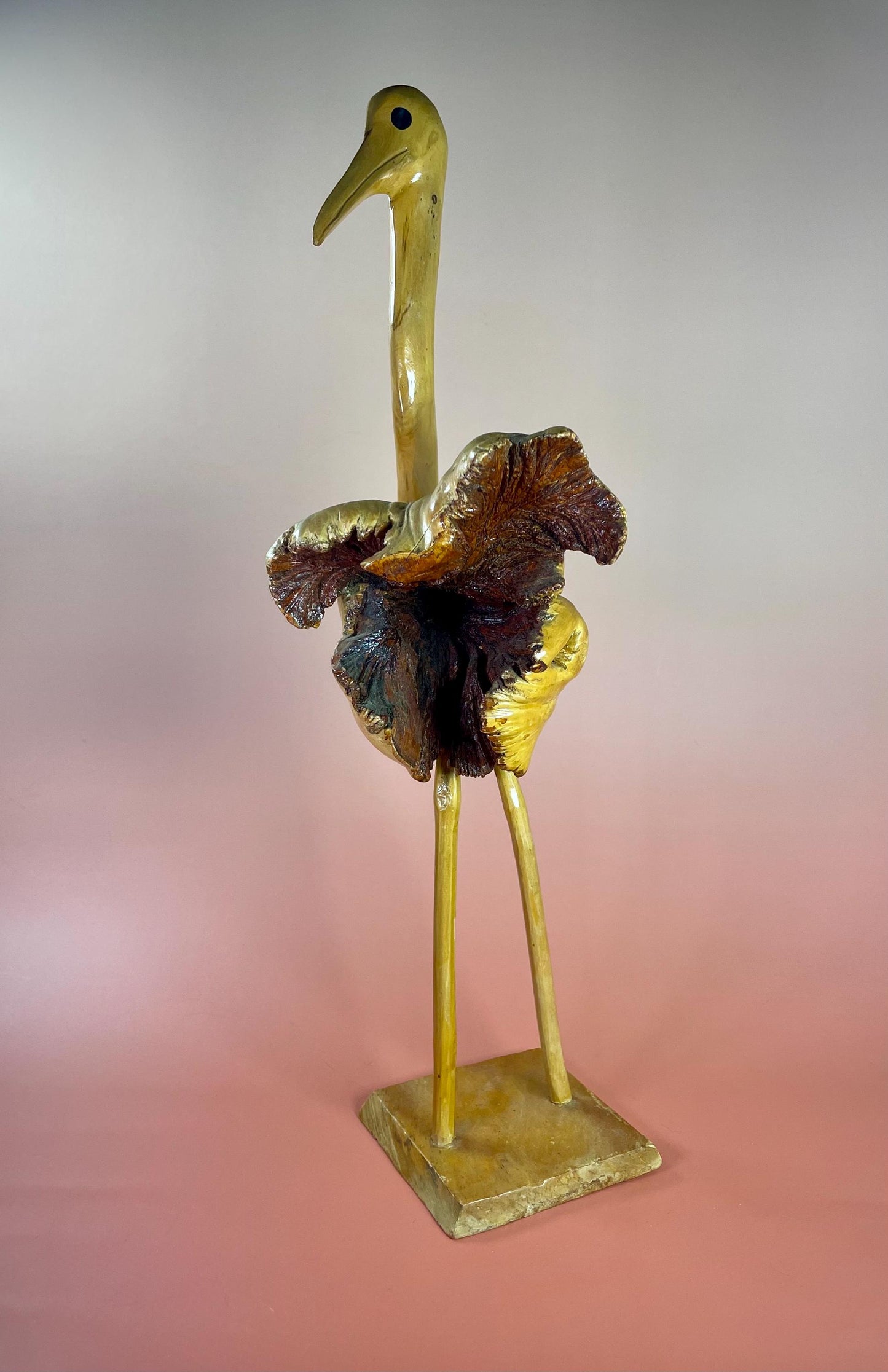 Stunning 15 inch Burl Wood Ostrich