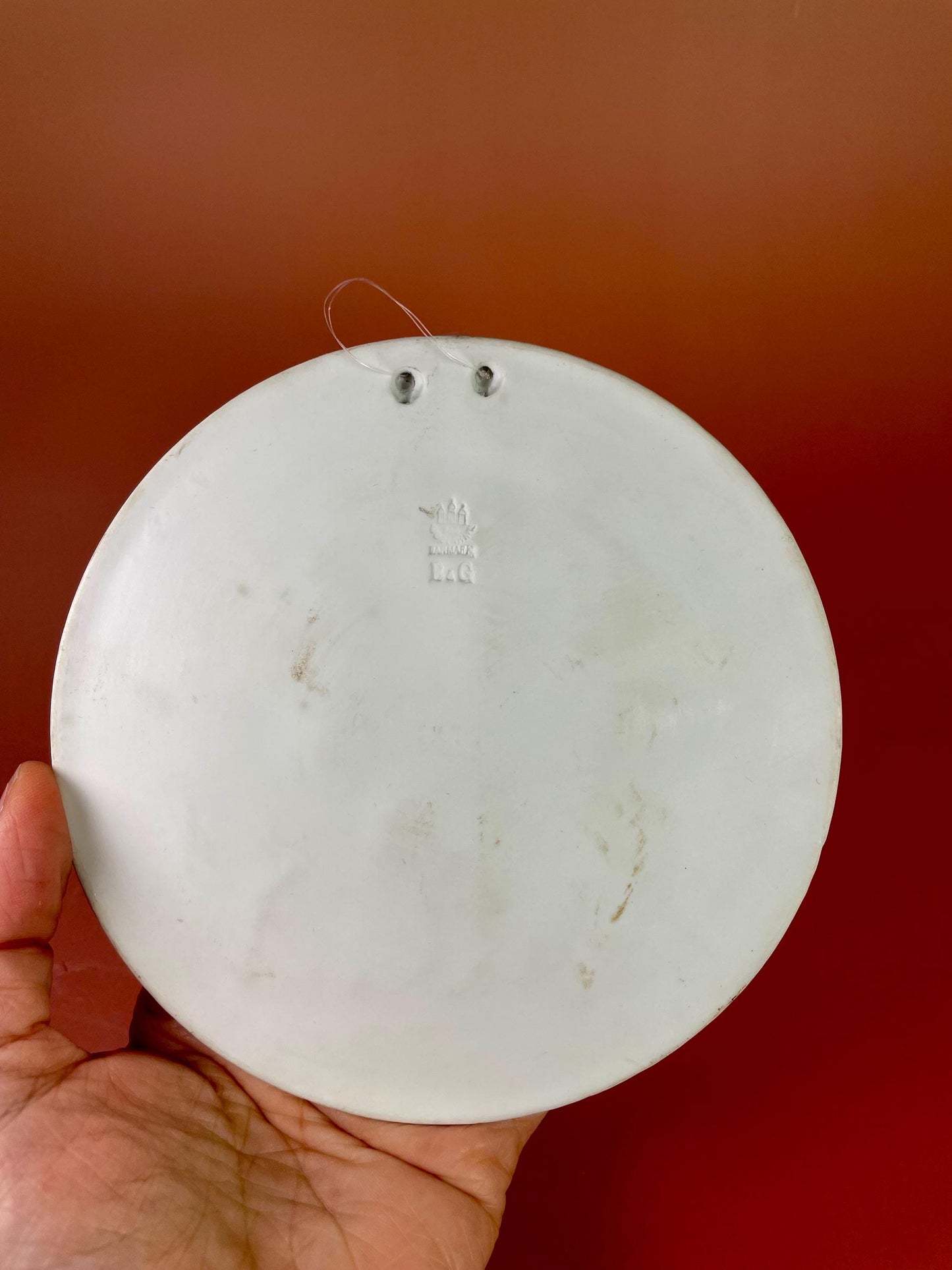 Vintage B&G Bing and Grondahl Parian Bisque Porcelain Round Wall Plaque Denmark