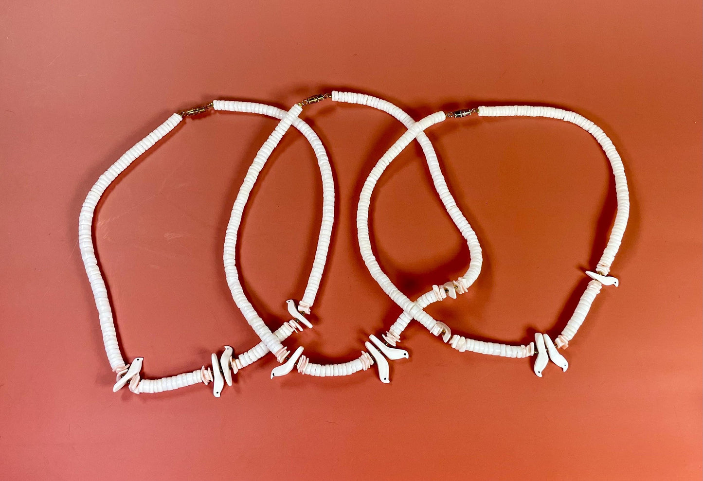 Lot Of 3 Shell And Bird Necklaces