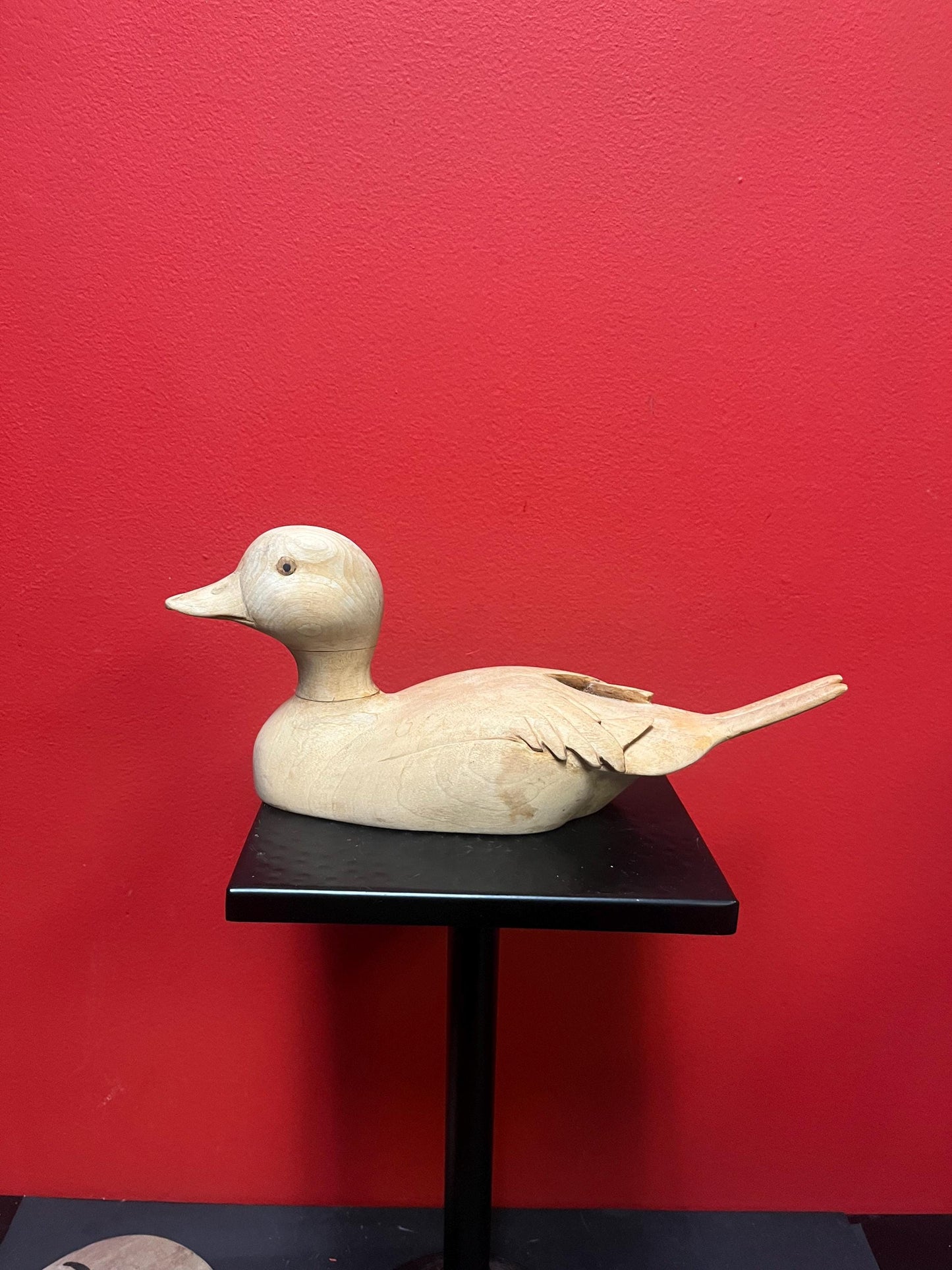 Beautiful signed 12 inch long Canadian cedar duck -   Great detail - simply perfect  wow