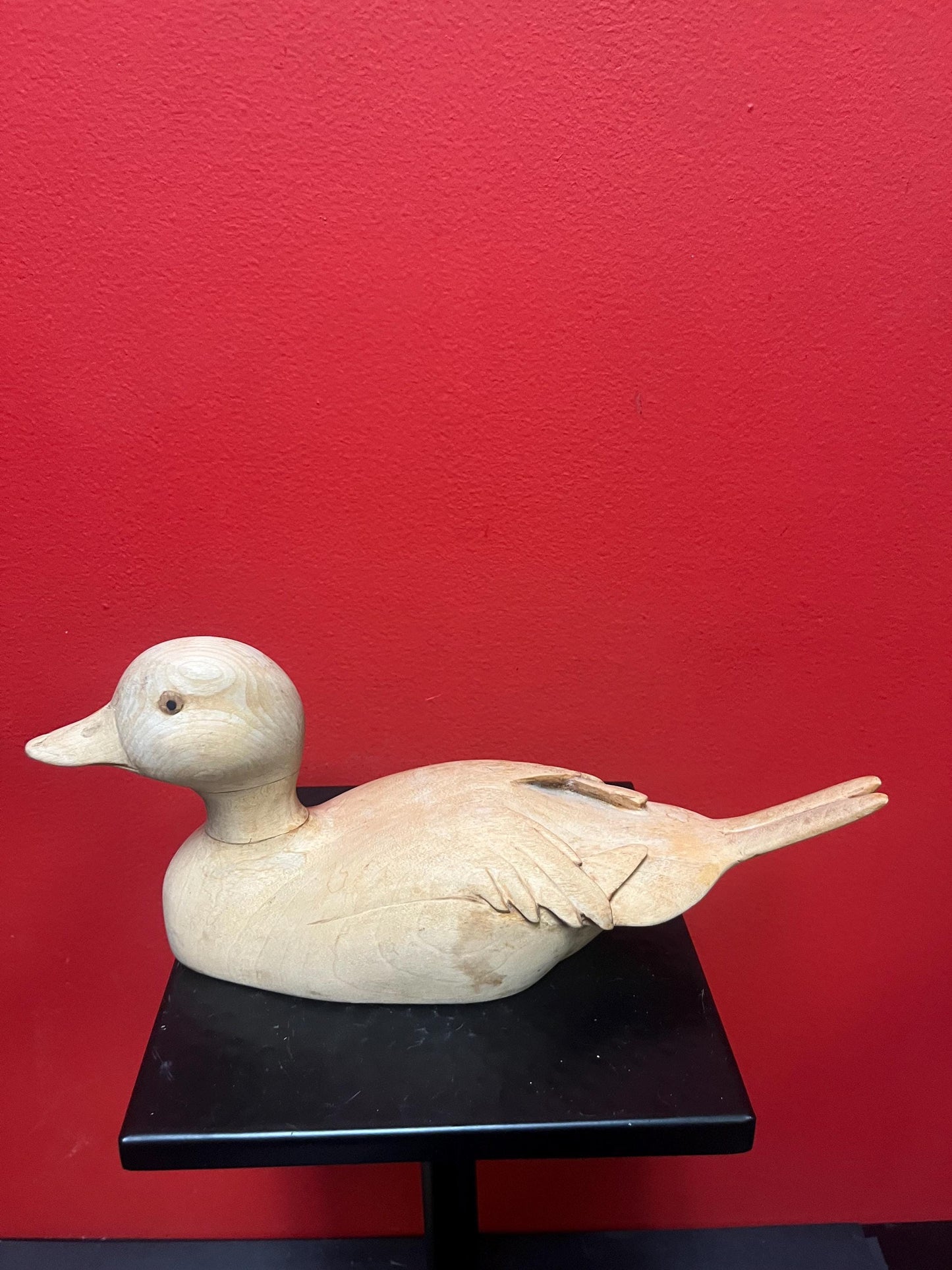 Beautiful signed 12 inch long Canadian cedar duck -   Great detail - simply perfect  wow