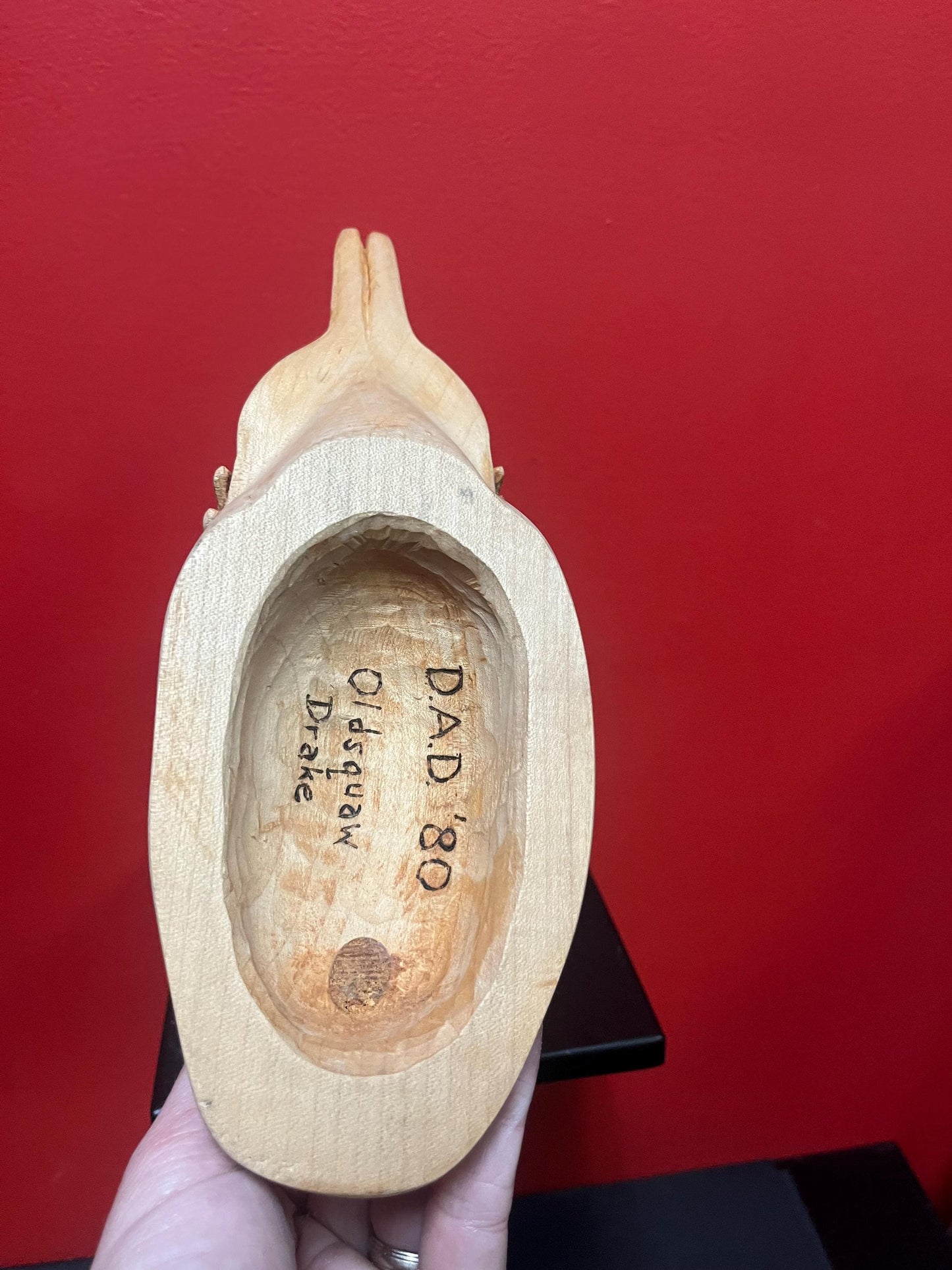 Beautiful signed 12 inch long Canadian cedar duck -   Great detail - simply perfect  wow