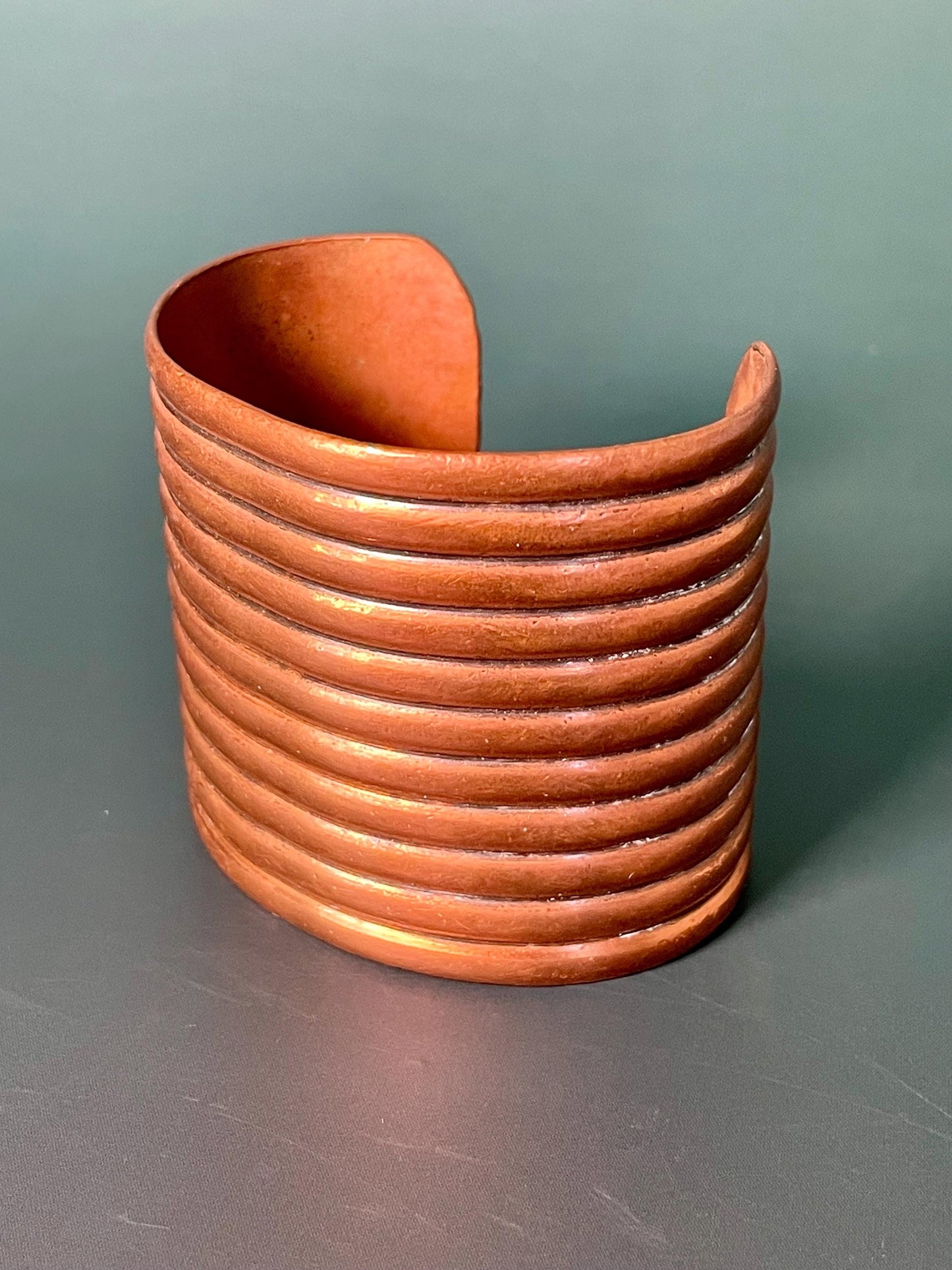2 inch Ribbed Copper Cuff Bracelet