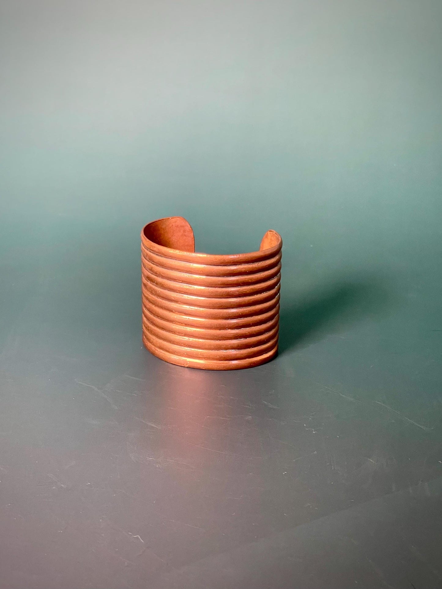 2 inch Ribbed Copper Cuff Bracelet