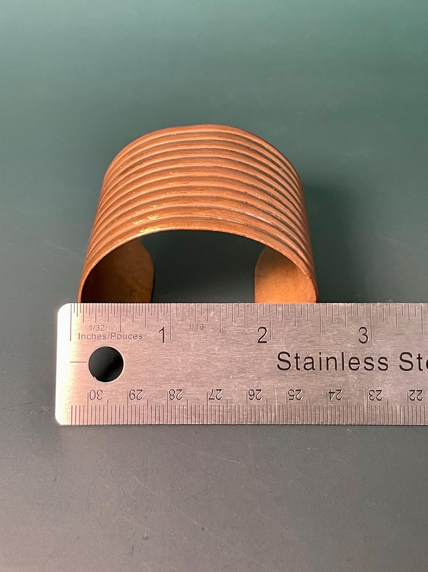 2 inch Ribbed Copper Cuff Bracelet