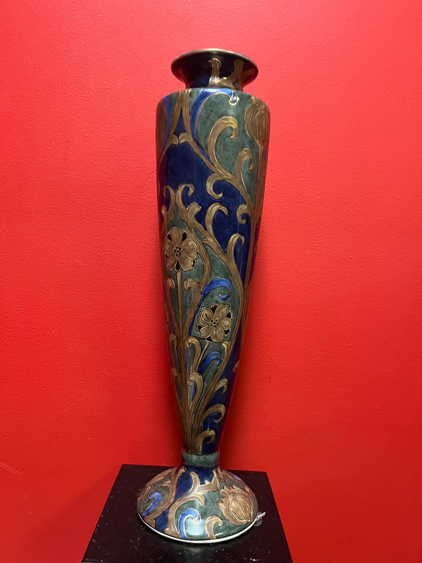 19 inch tall stunning antique European signed vase  art nouveau special  mint condition