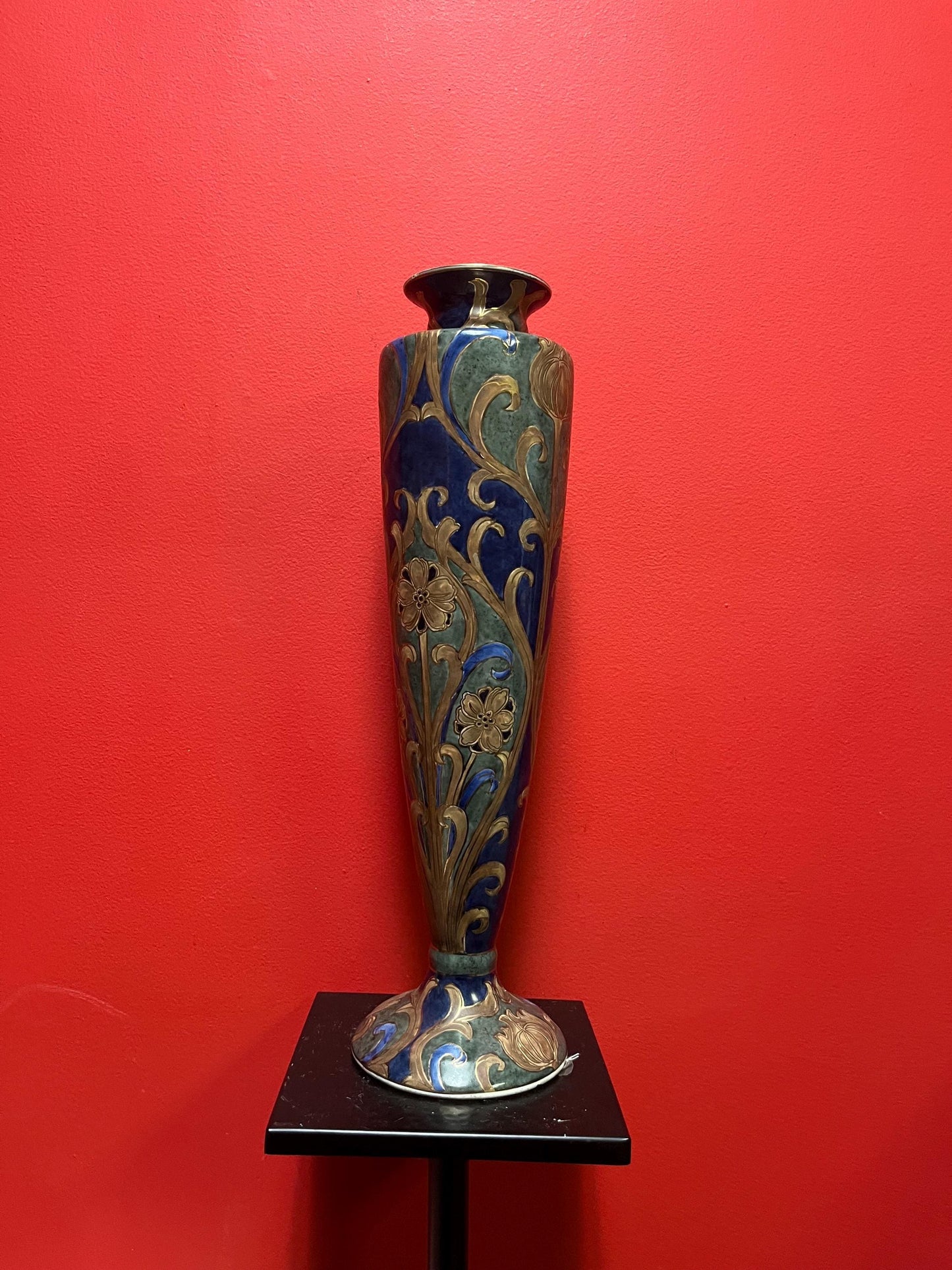 19 inch tall stunning antique European signed vase  art nouveau special  mint condition