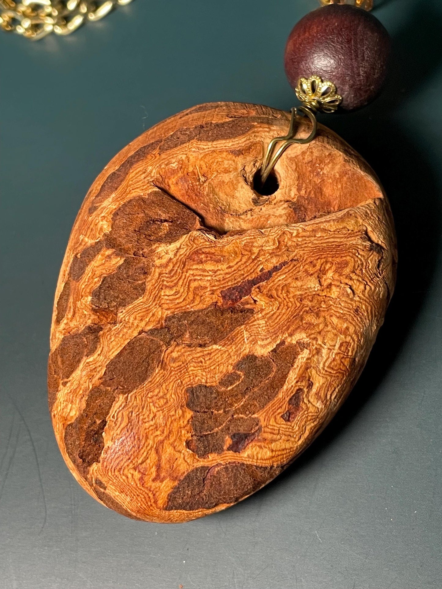 Driftwood Pendant Necklace with Bead Accents  31 Chain, 5 Pendant