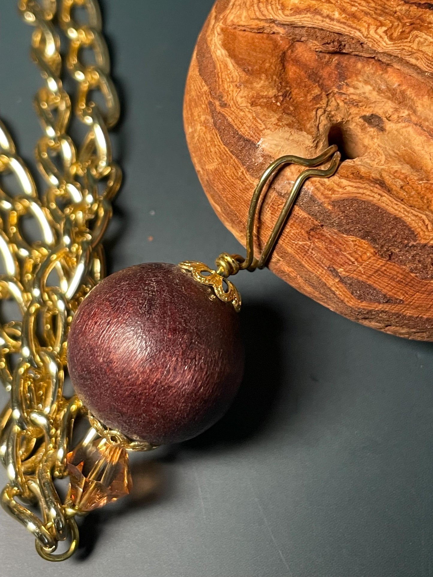 Driftwood Pendant Necklace with Bead Accents  31 Chain, 5 Pendant