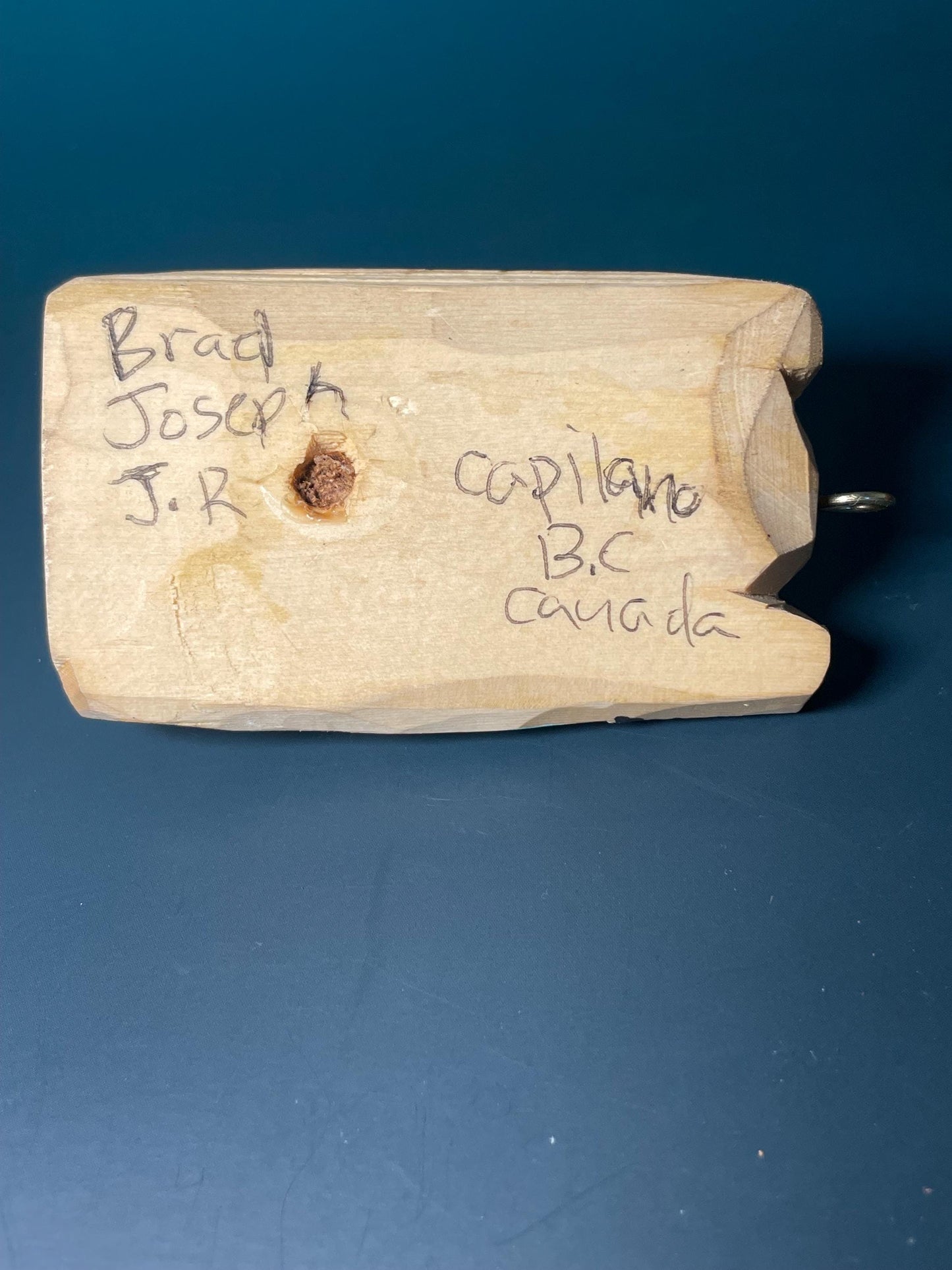 Hand-Carved and Painted Wooden Pendant by Artist Brad Joseph Jr.  4 H x 2.25 W