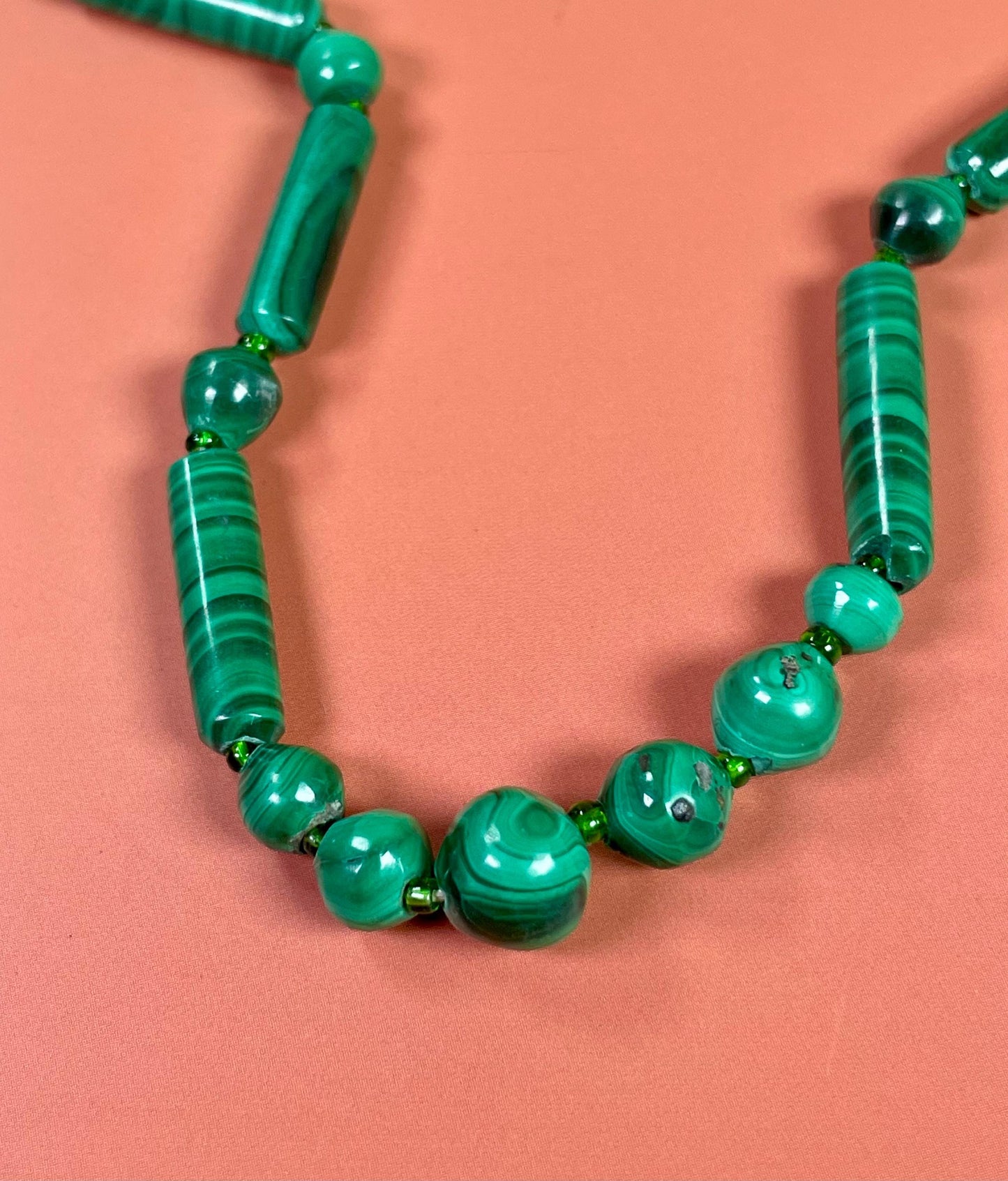Emerald Coloured Beaded Necklace