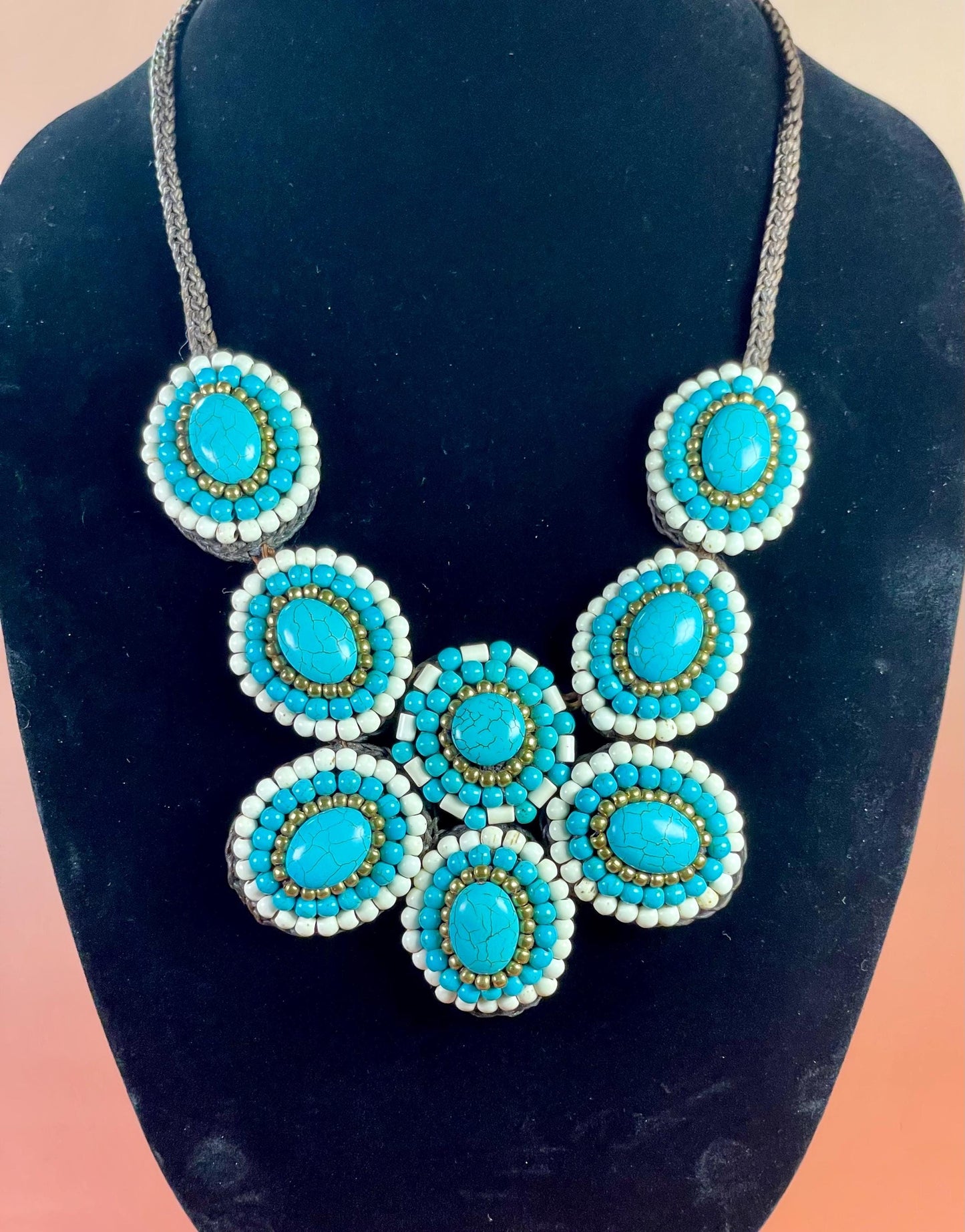 Vintage Crochet and Beaded Necklace