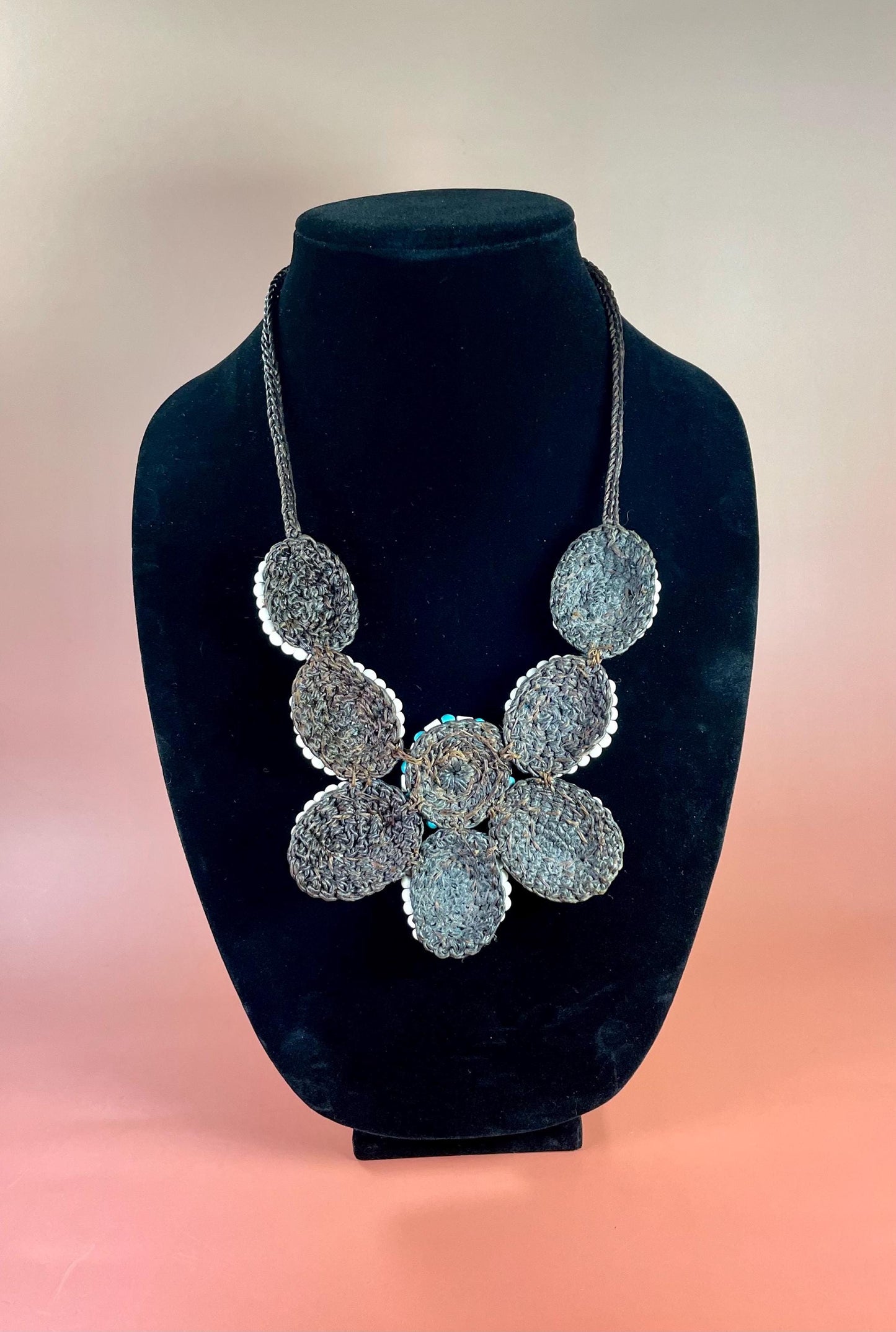 Vintage Crochet and Beaded Necklace