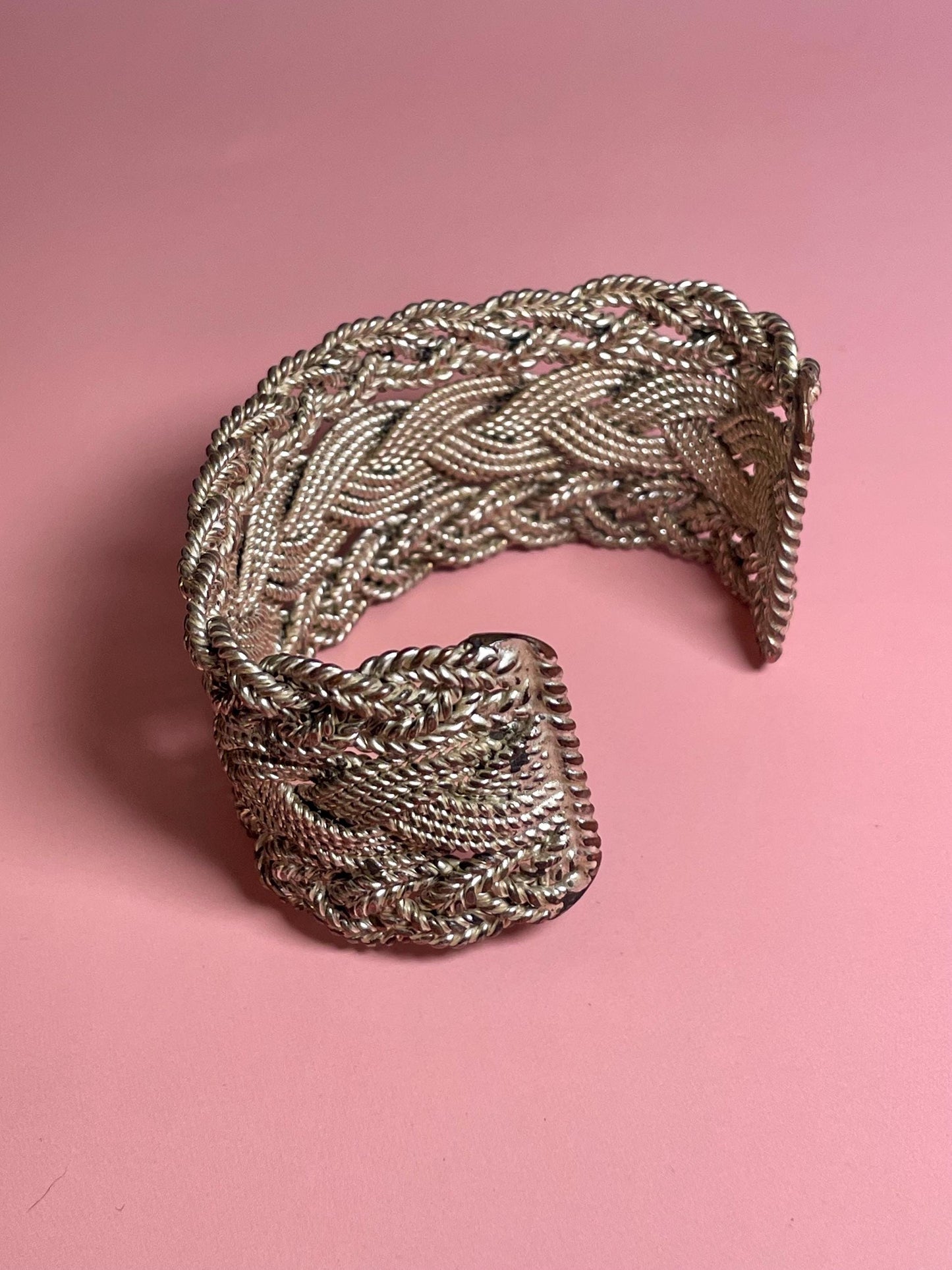 2.5 inch untested silver filigree cuff bracelet