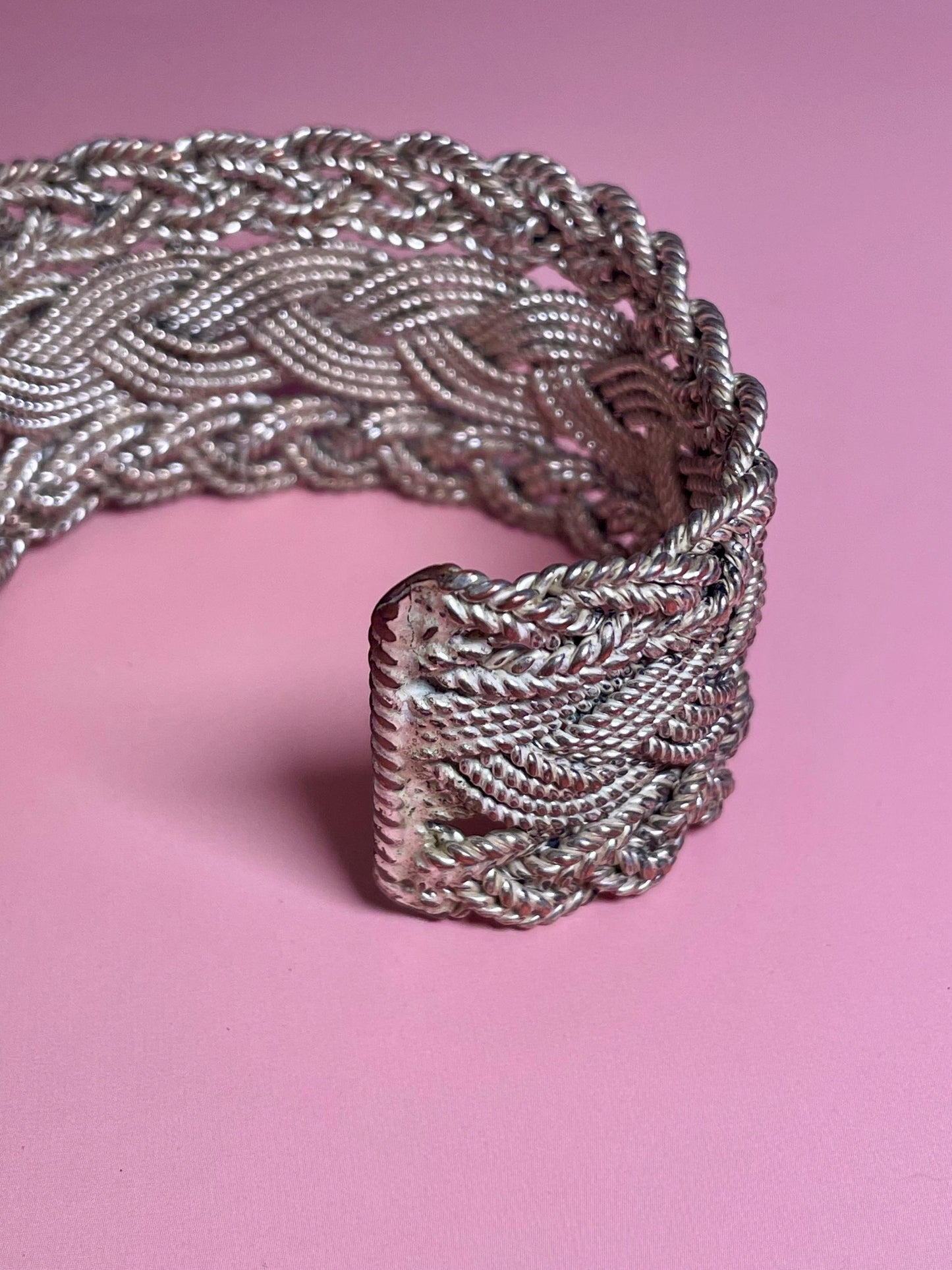 2.5 inch untested silver filigree cuff bracelet