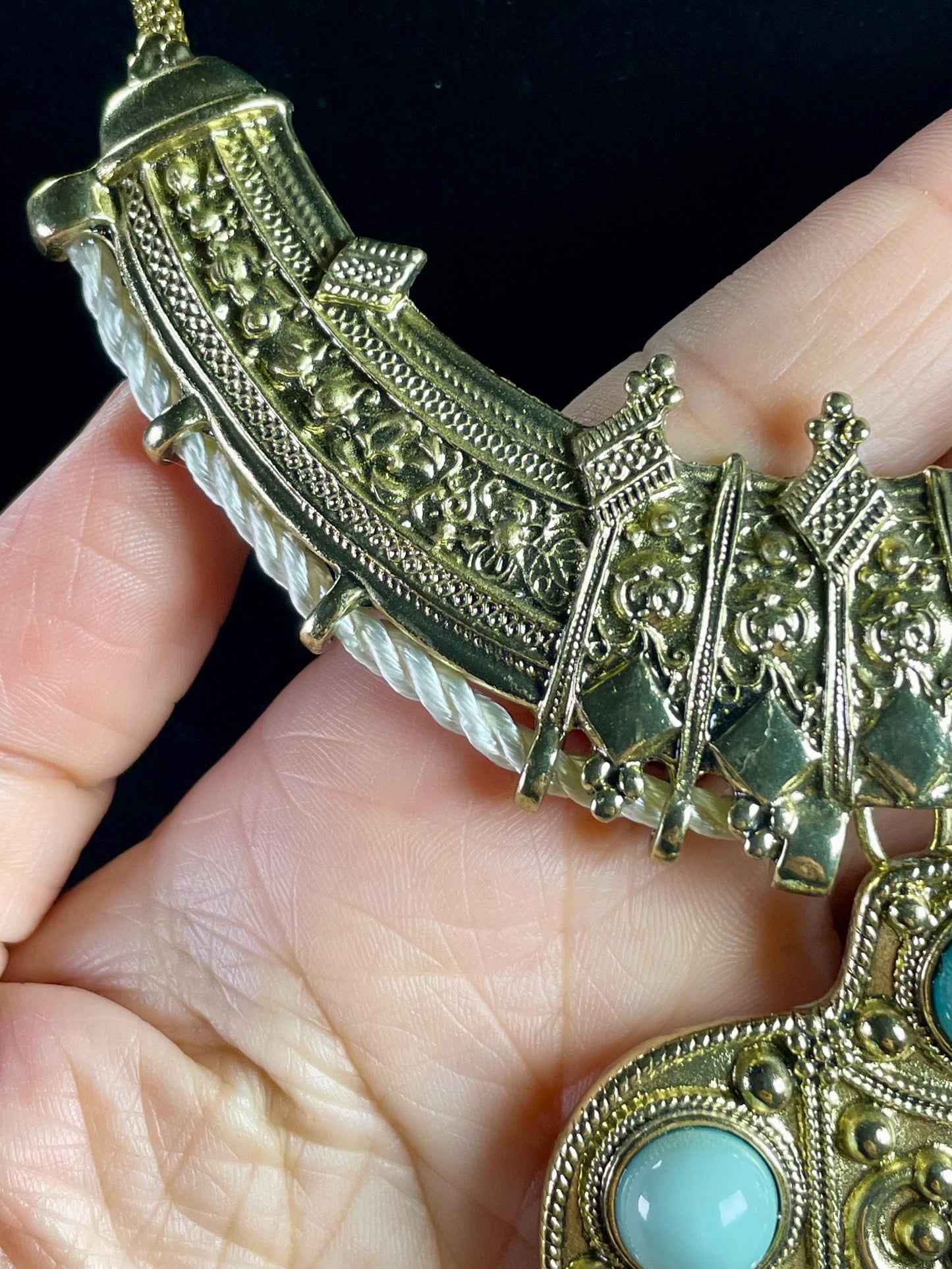 Bold Statement Necklace  Turquoise & Coral Accents