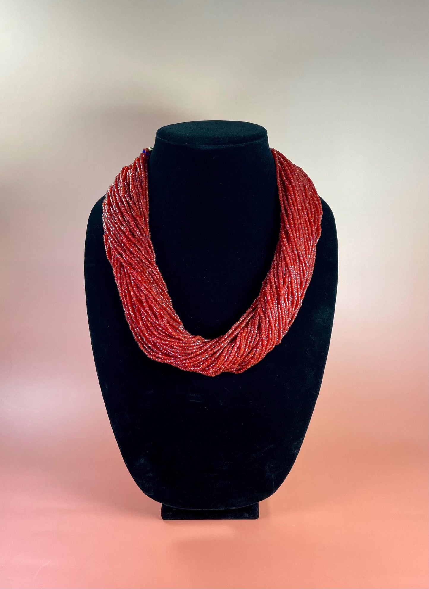 African Beaded Necklace with King George VI coin Button