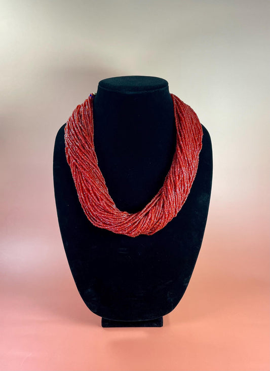 African Beaded Necklace with King George VI coin Button