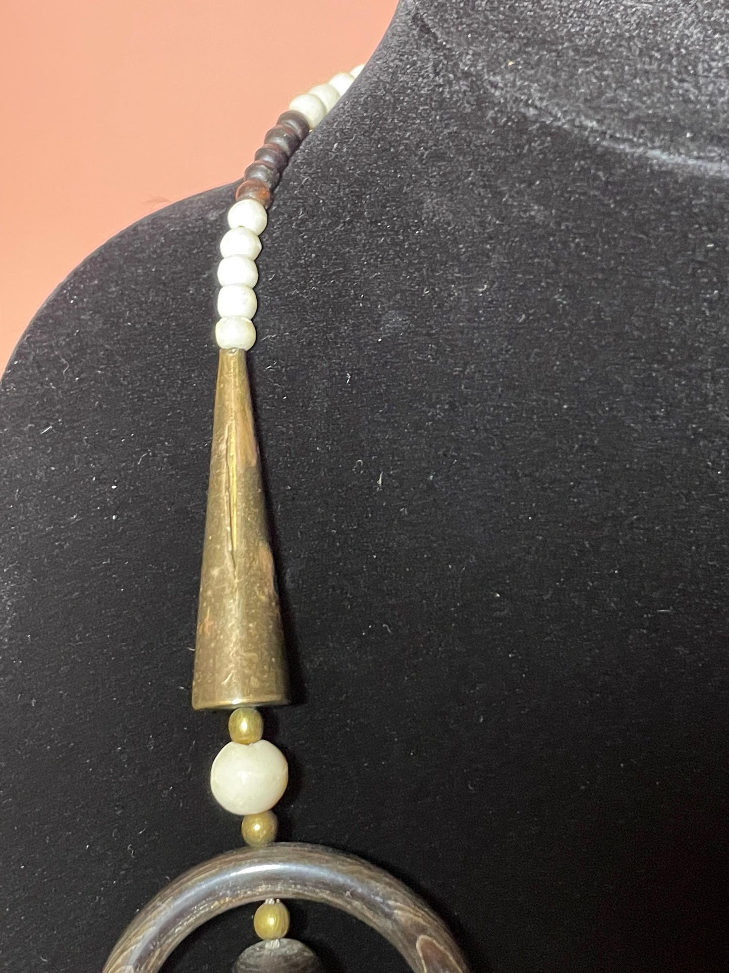 Persian Bone, Brass and Horn Necklace with Mini Purse