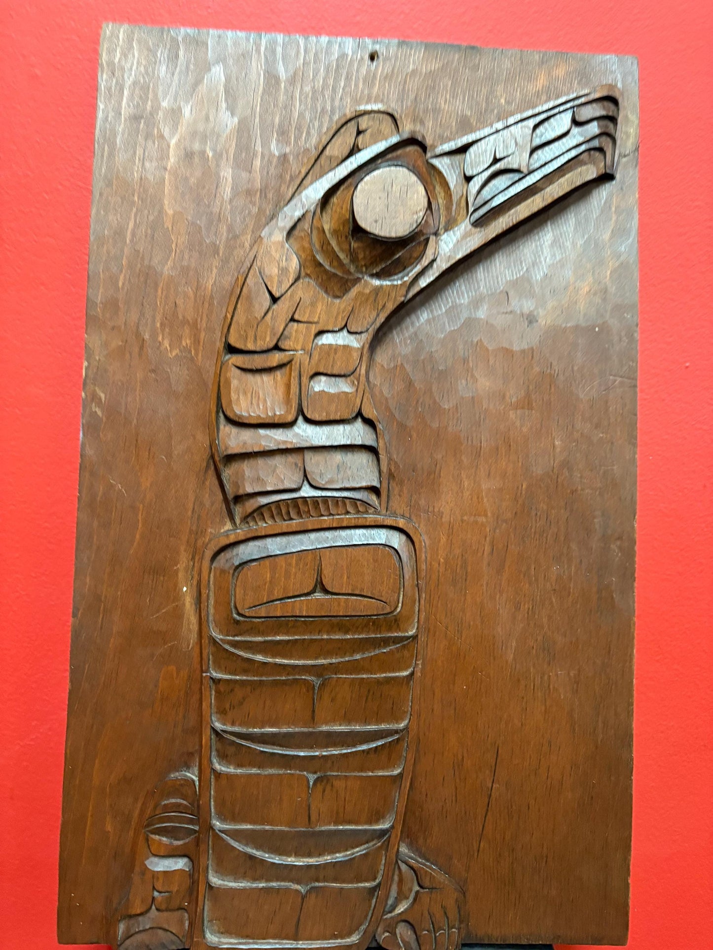 Beautiful 18 x 11 signed indigenous first nation Pacific north West Coast eagle panel   all from one piece  Eddy John  wow detail