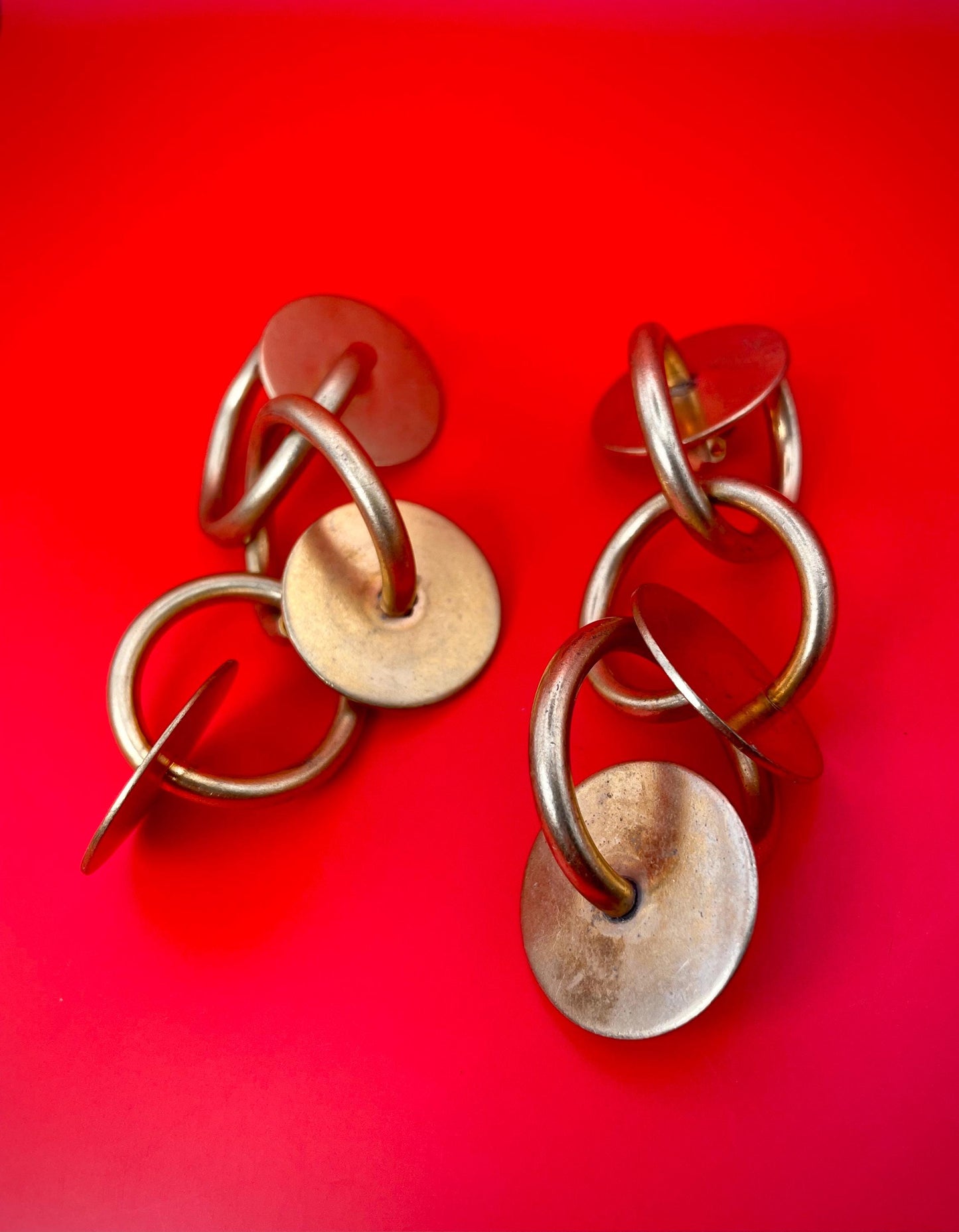 4 inch Mid-Century Modern Metal Clip on Earrings