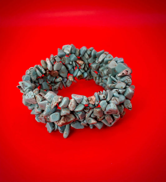 Chunky Turquoise Navajo Style Bracelet 3.25 inches but stretches