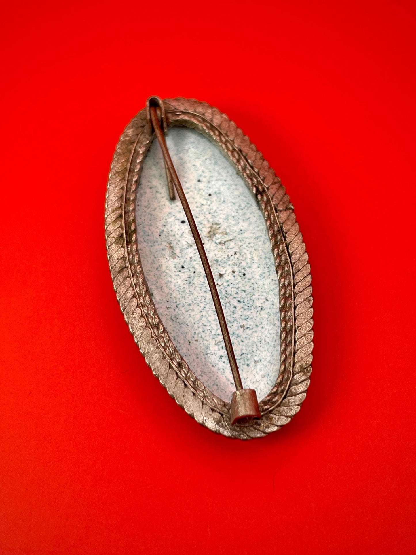 Eastern European Silver and Enamel Brooch 2.25 inches