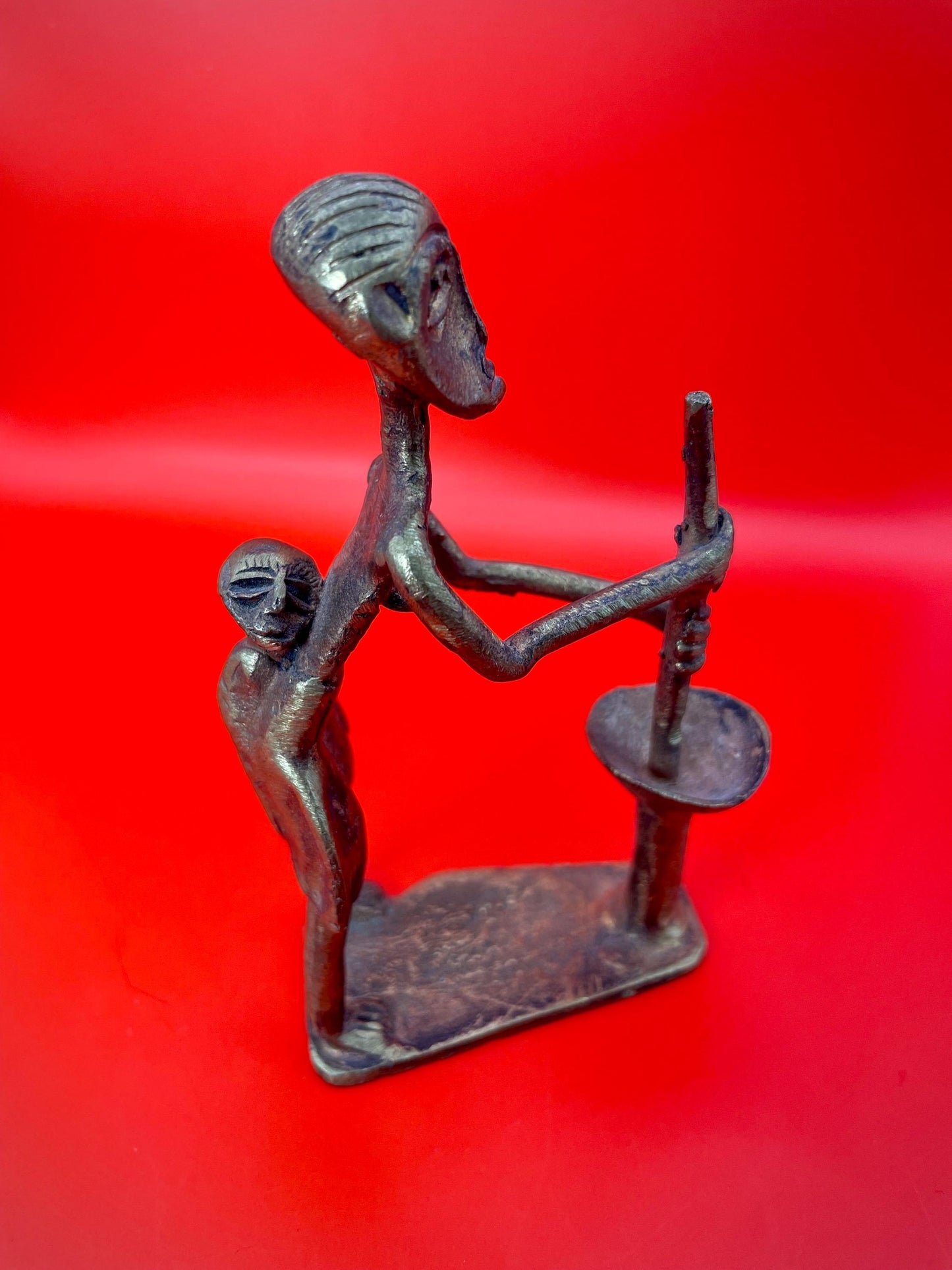 4.25 inch African Bronze Ashanti Statue  great patina