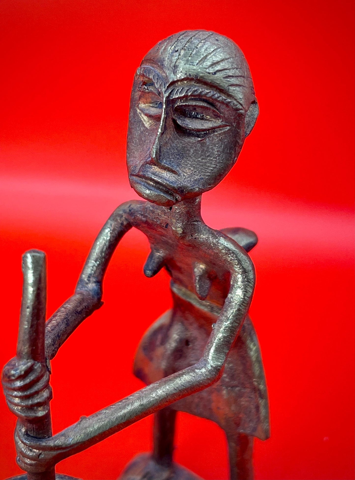 4.25 inch African Bronze Ashanti Statue  great patina