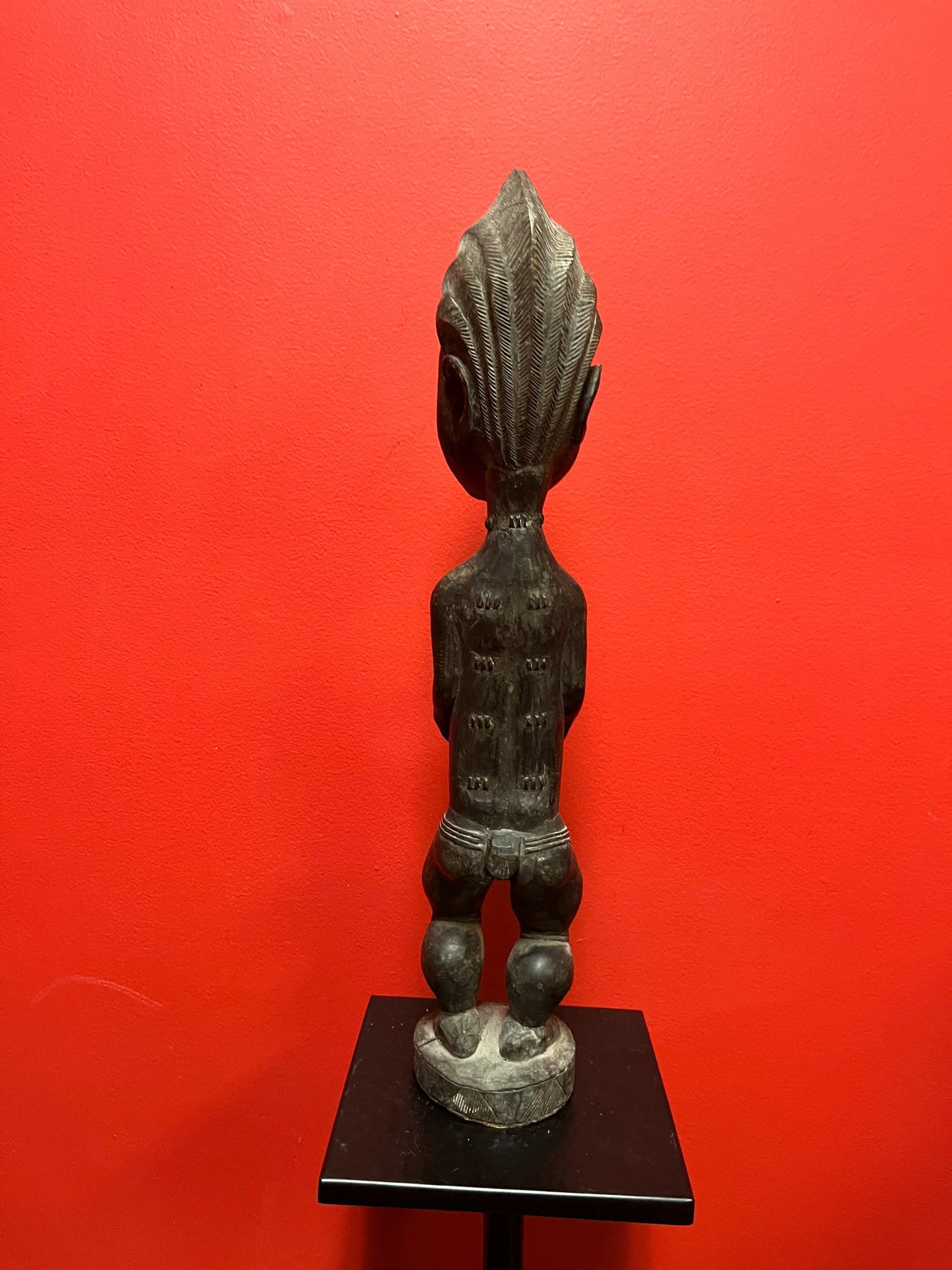 Rare western African wood fertility statue  wonderful detail and quality  African cultural treasure  19 inches tall