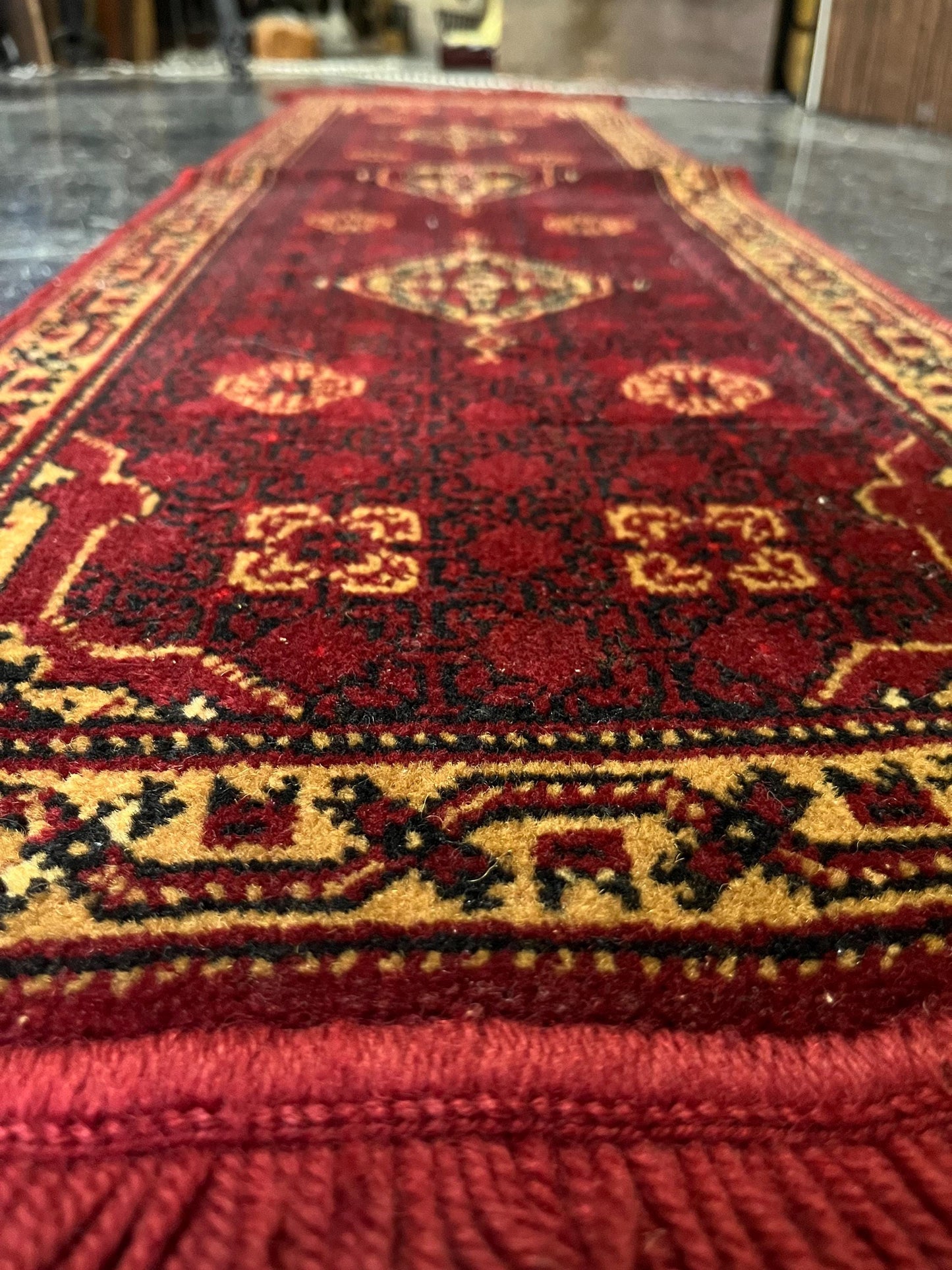 Stunning 58 x 15 inch antique Persian wool prayer rug in fabulous condition  great for a small space
