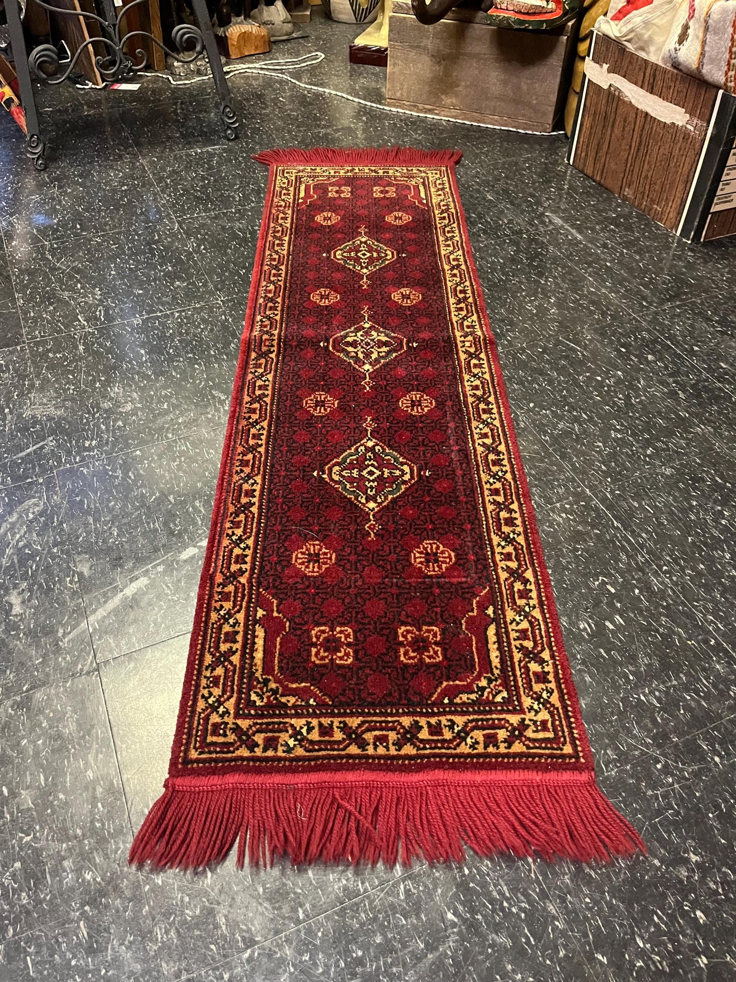 Stunning 58 x 15 inch antique Persian wool prayer rug in fabulous condition  great for a small space