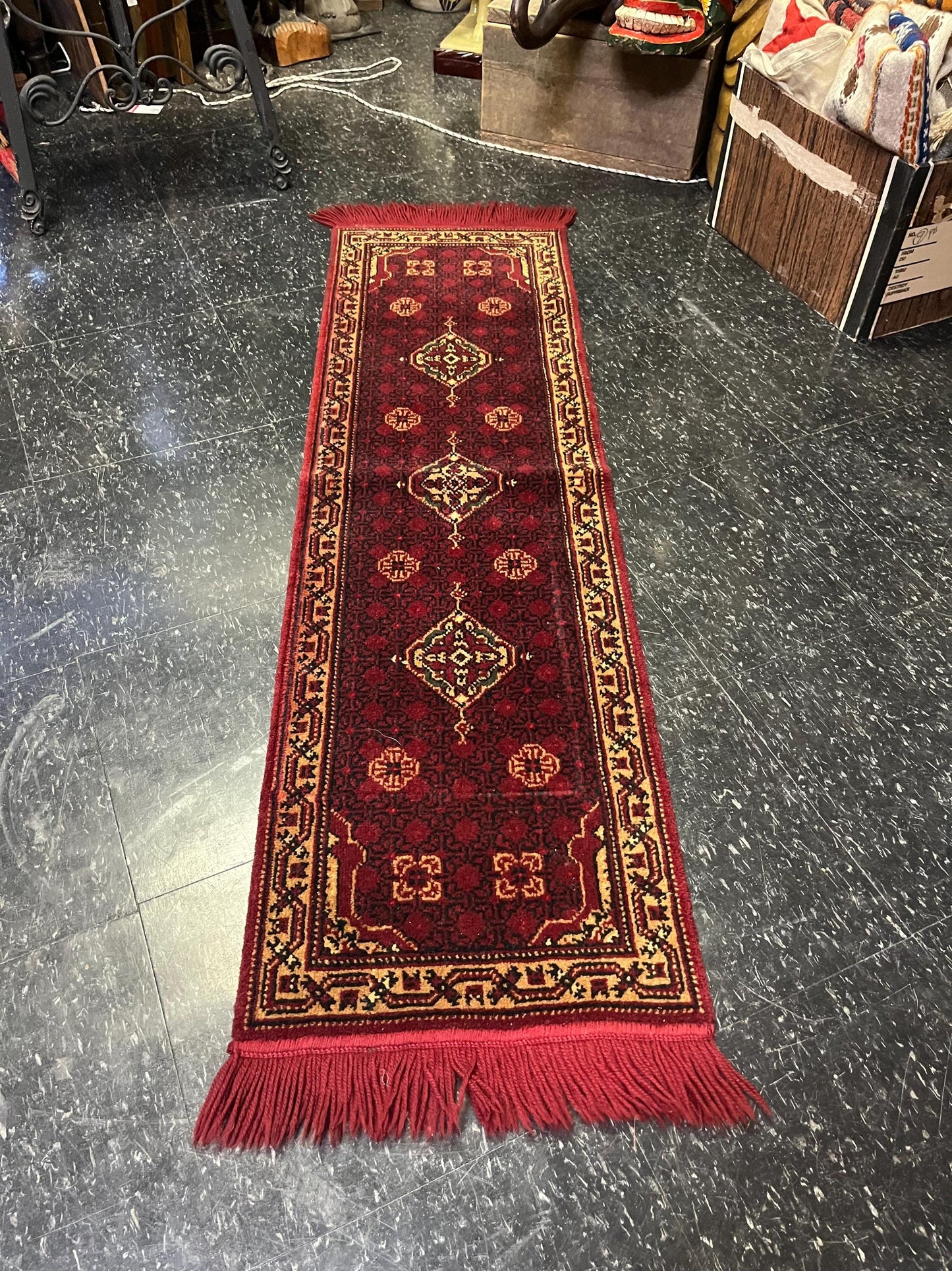Stunning 58 x 15 inch antique Persian wool prayer rug in fabulous condition  great for a small space