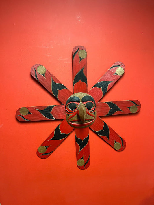 Fabulous 28 inch indigenous first nations pacific North West Coast Sun  mask  unsigned  from Vancouver Canada  wow