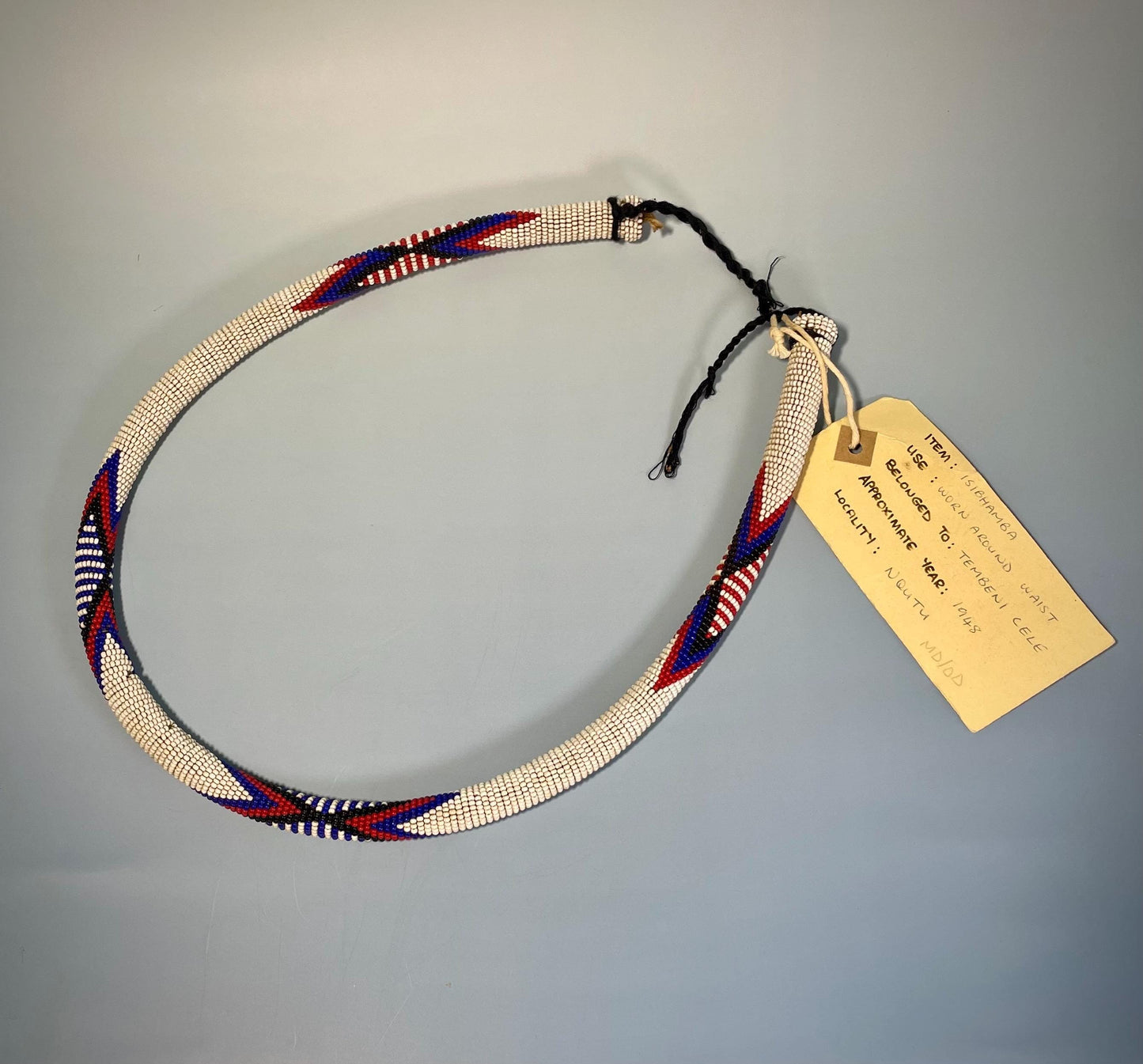 Authentic South African Zulu Isibhamba Beaded Belt (1948)  25.5 inches, from Nqutu