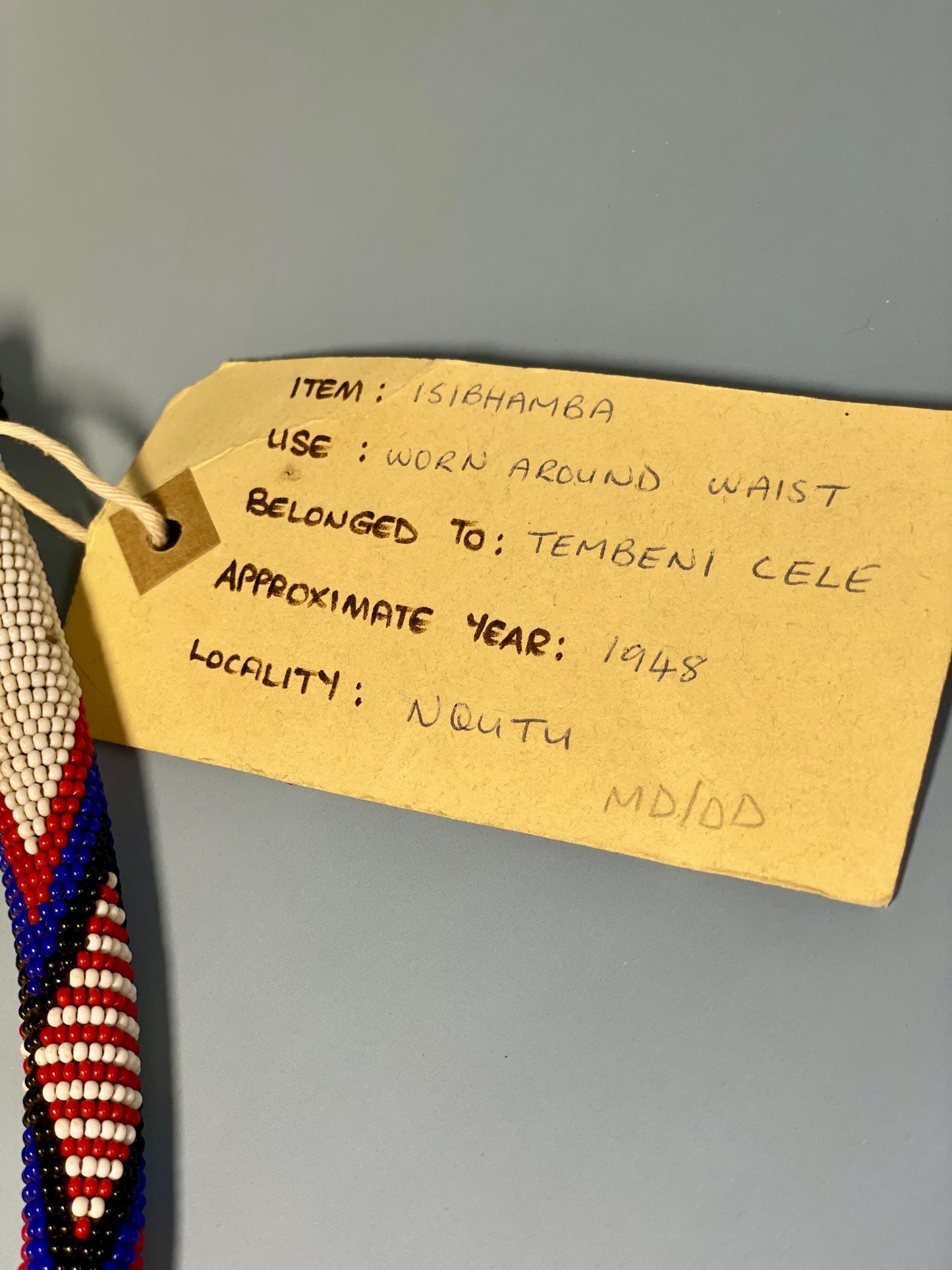 Authentic South African Zulu Isibhamba Beaded Belt (1948)  25.5 inches, from Nqutu