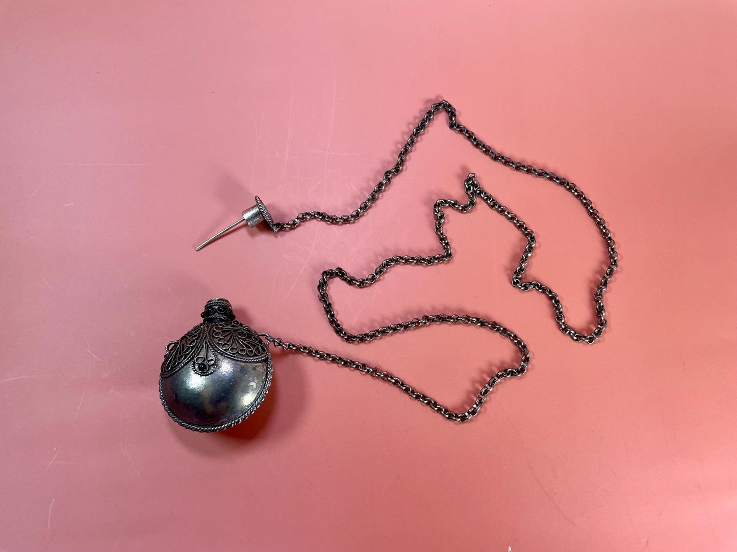 Persian untested silver Snuff Bottle Necklace