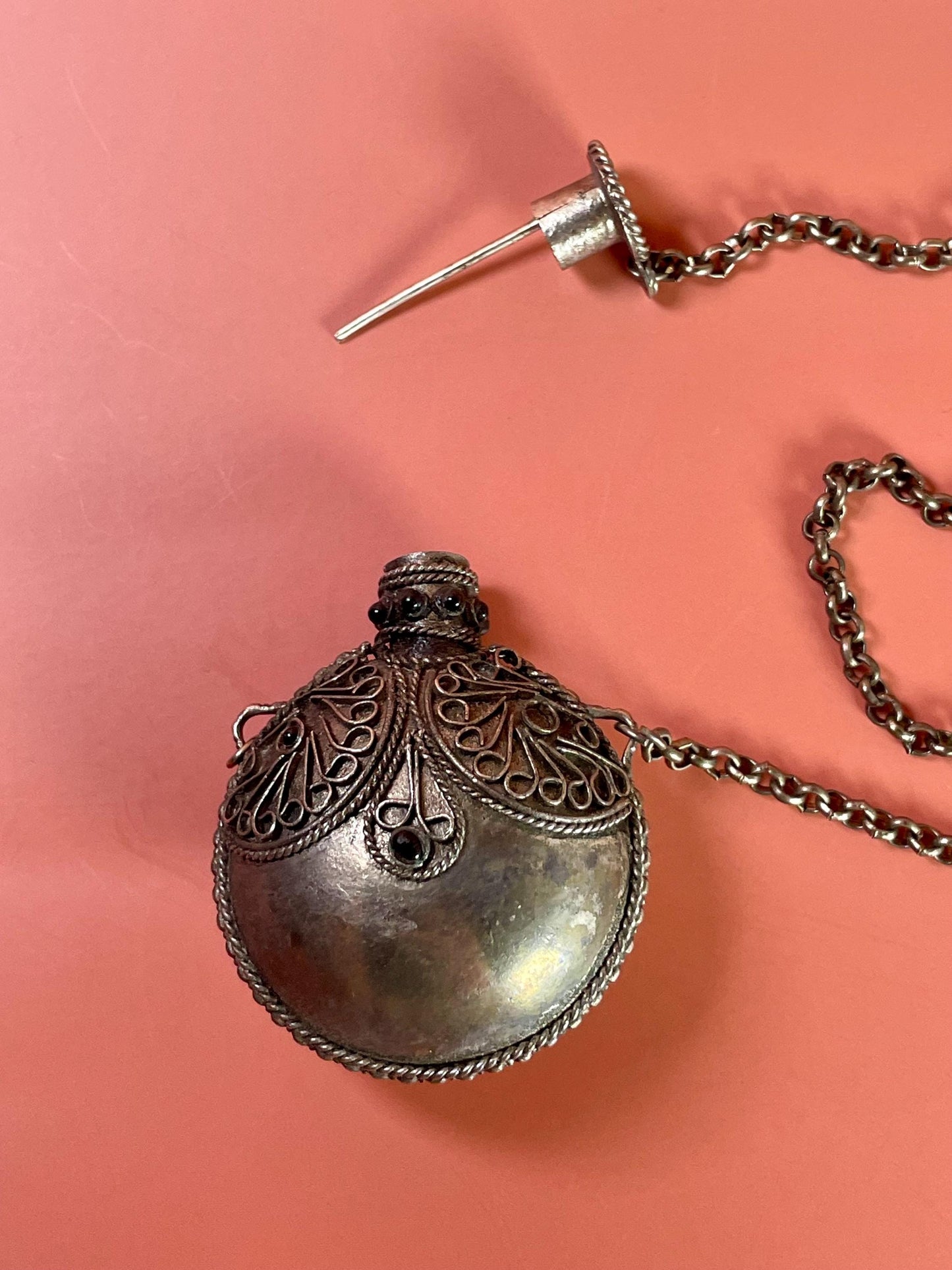 Persian untested silver Snuff Bottle Necklace