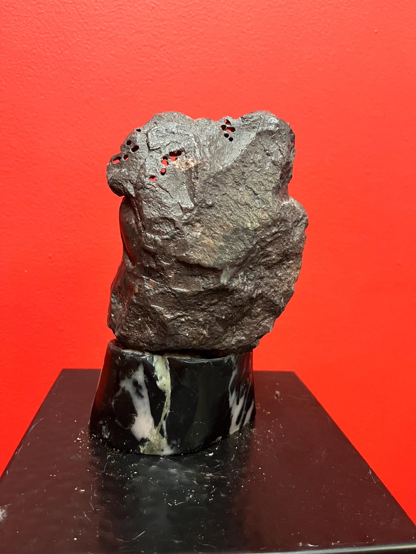 Beautiful antique Asian 7.5 inch tall stone and Jade statue of a  Buddha on marble  stand very unique  wonderful gift  heavy