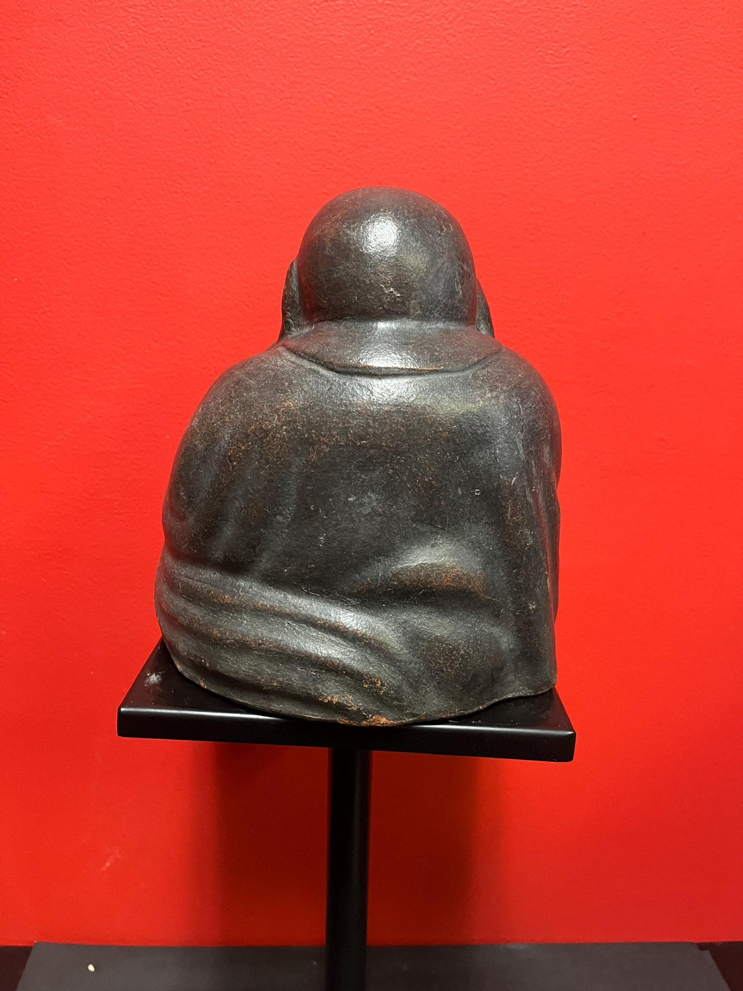 Stunning massive antique Japanese terra-cotta 19 century 8 x 10 tall laughing Buddha an amazing condition with great patina - wow