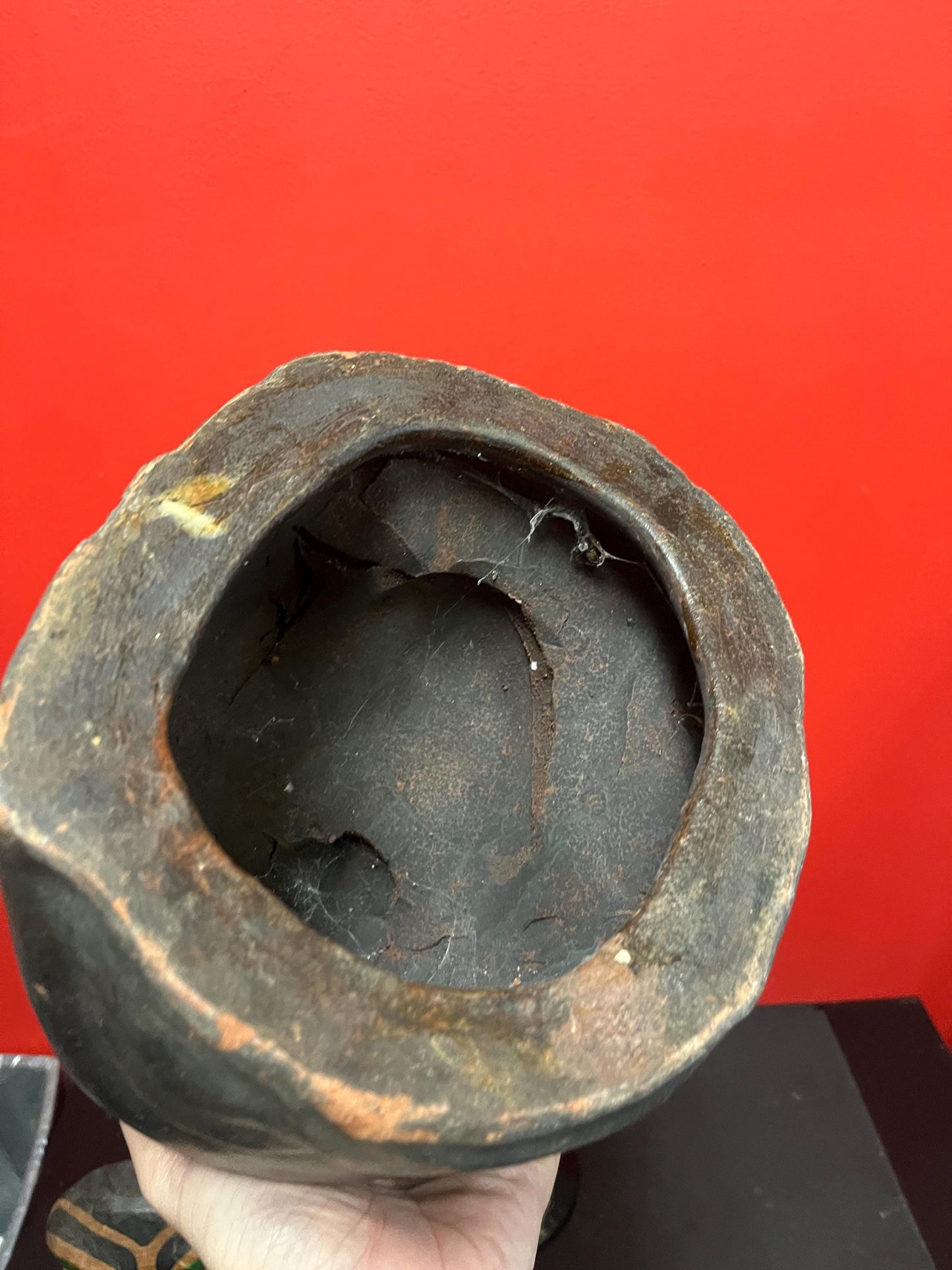 Stunning massive antique Japanese terra-cotta 19 century 8 x 10 tall laughing Buddha an amazing condition with great patina - wow