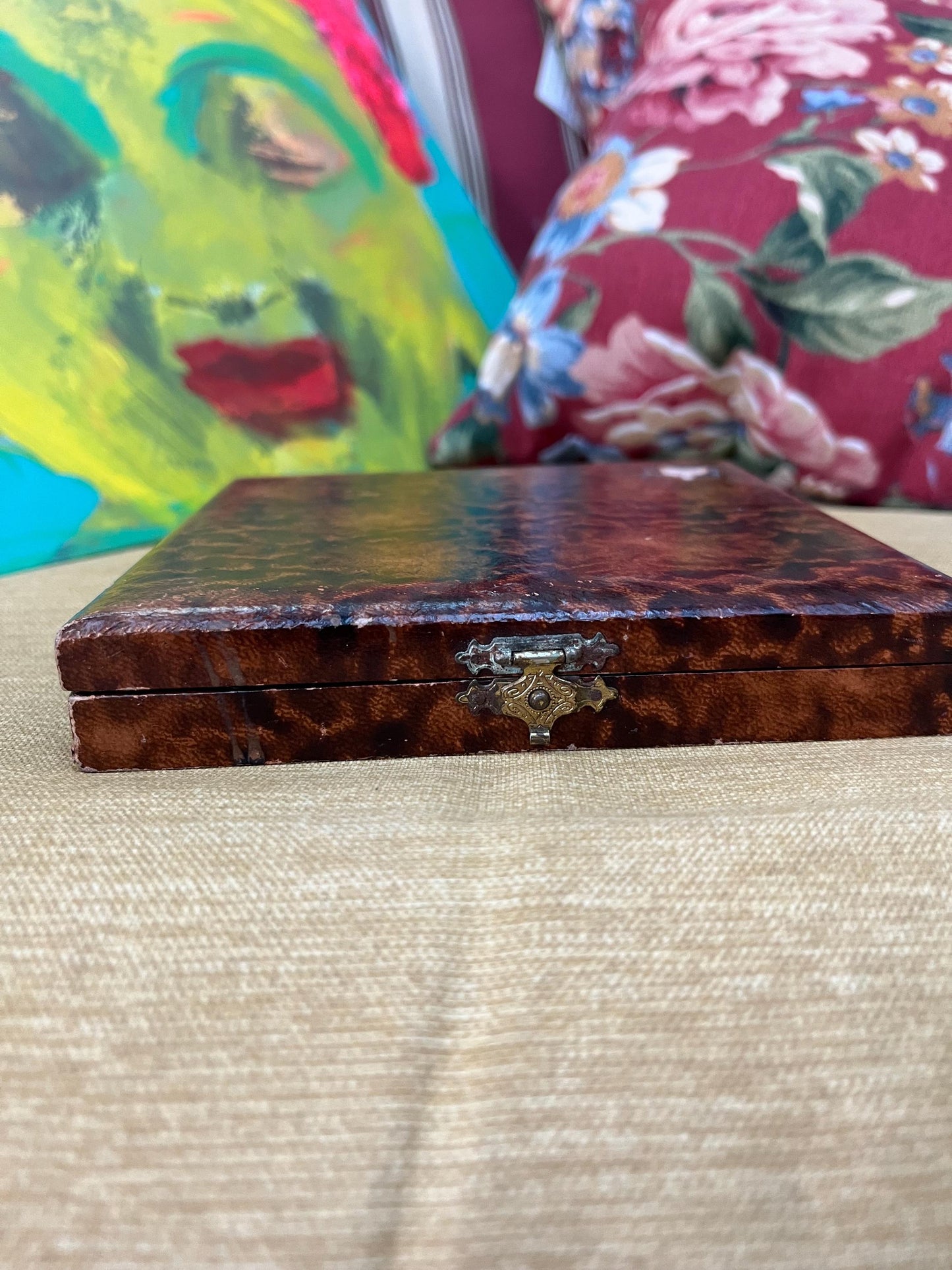 Set of six English antique silver plated hors doeuvre forks in original box  great value and perfect gift