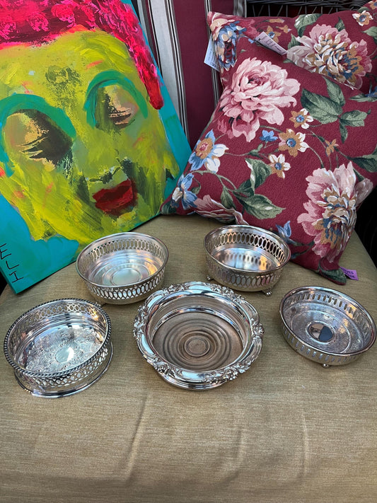 Large lot of English antique silver plated wine coasters - great gifts  super value  wow   all polished