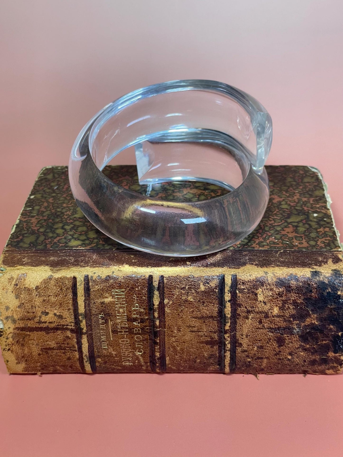 3.25 Transparent Lucite Overlap Bracelet  Modern Layered Statement