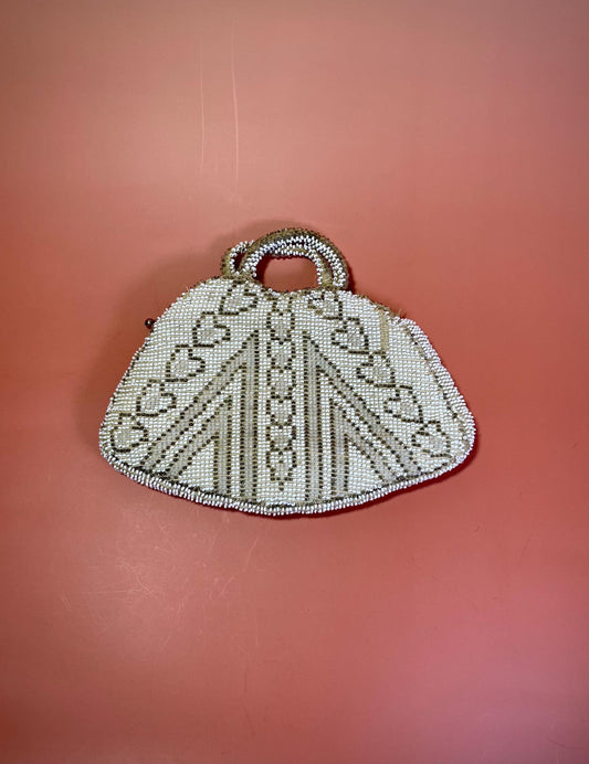 Vintage Beaded Purse with Zipper  7 x 5.5 inches