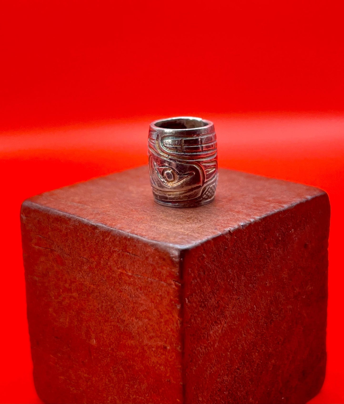 Native First Nations Handcarved Sterling Silver Bead