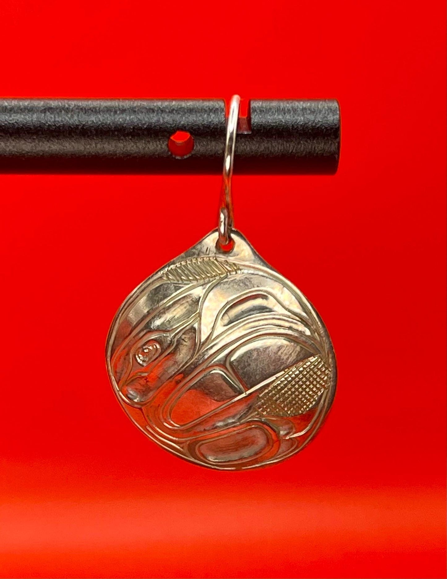 Fabulous indigenous first nations Pacific Northwest coast Walter Davidson sterling handmade earrings - wow  1.5 inches long