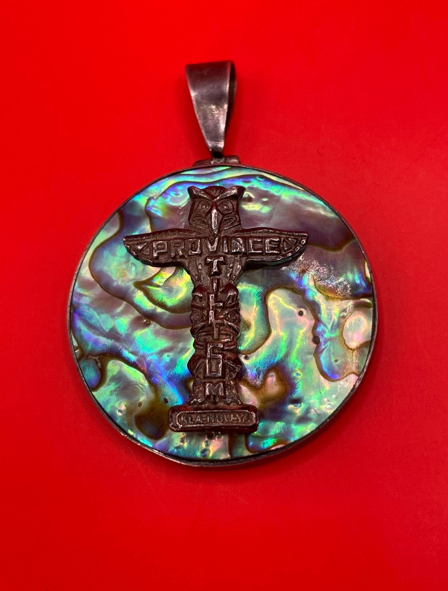 1.75 inch Indigenous First Nations Sterling and abalone necklace  amazing gift