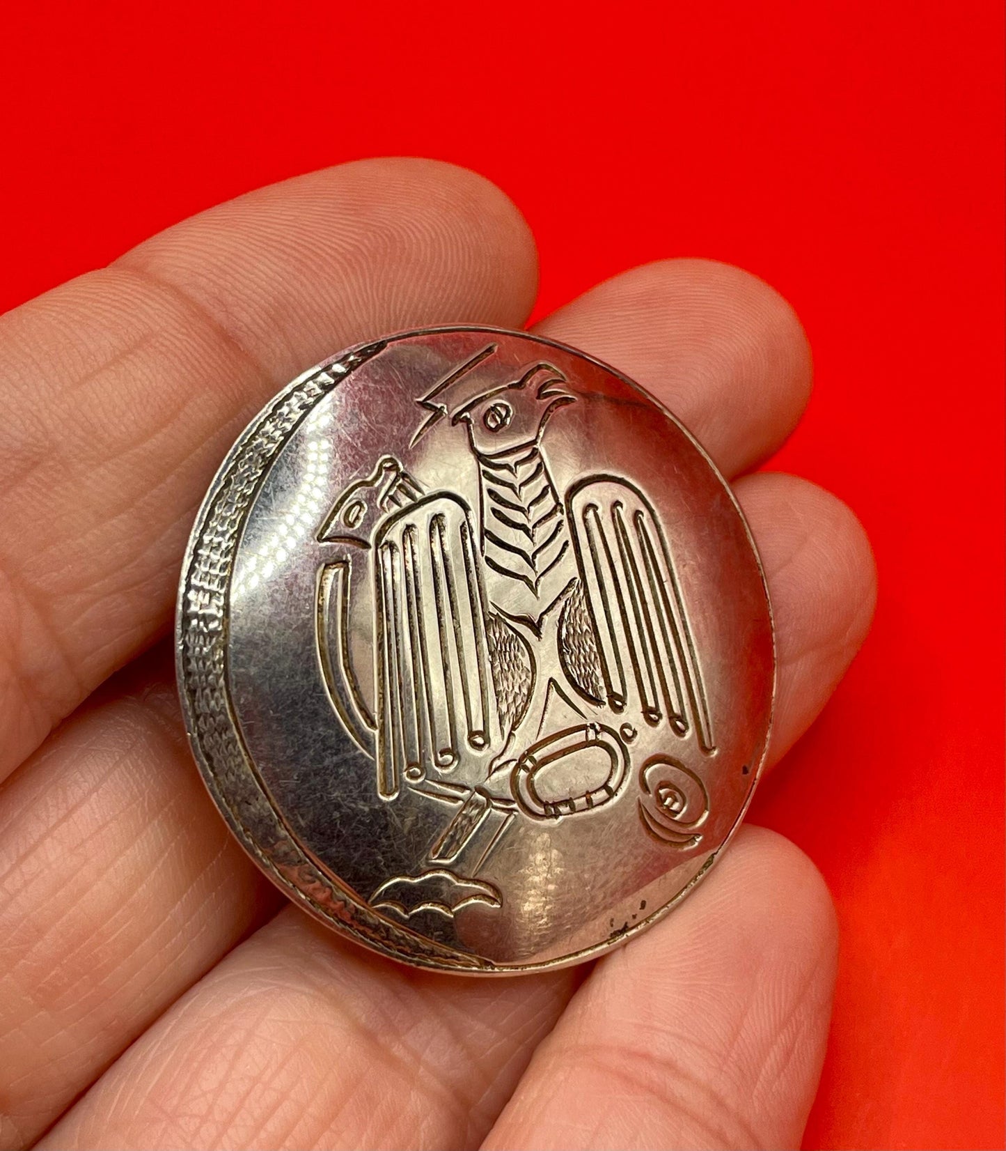 Stunning Indigenous First Nations pacific northwest coast thunderbird pendant brooch signed by the artist  great detail  great gift