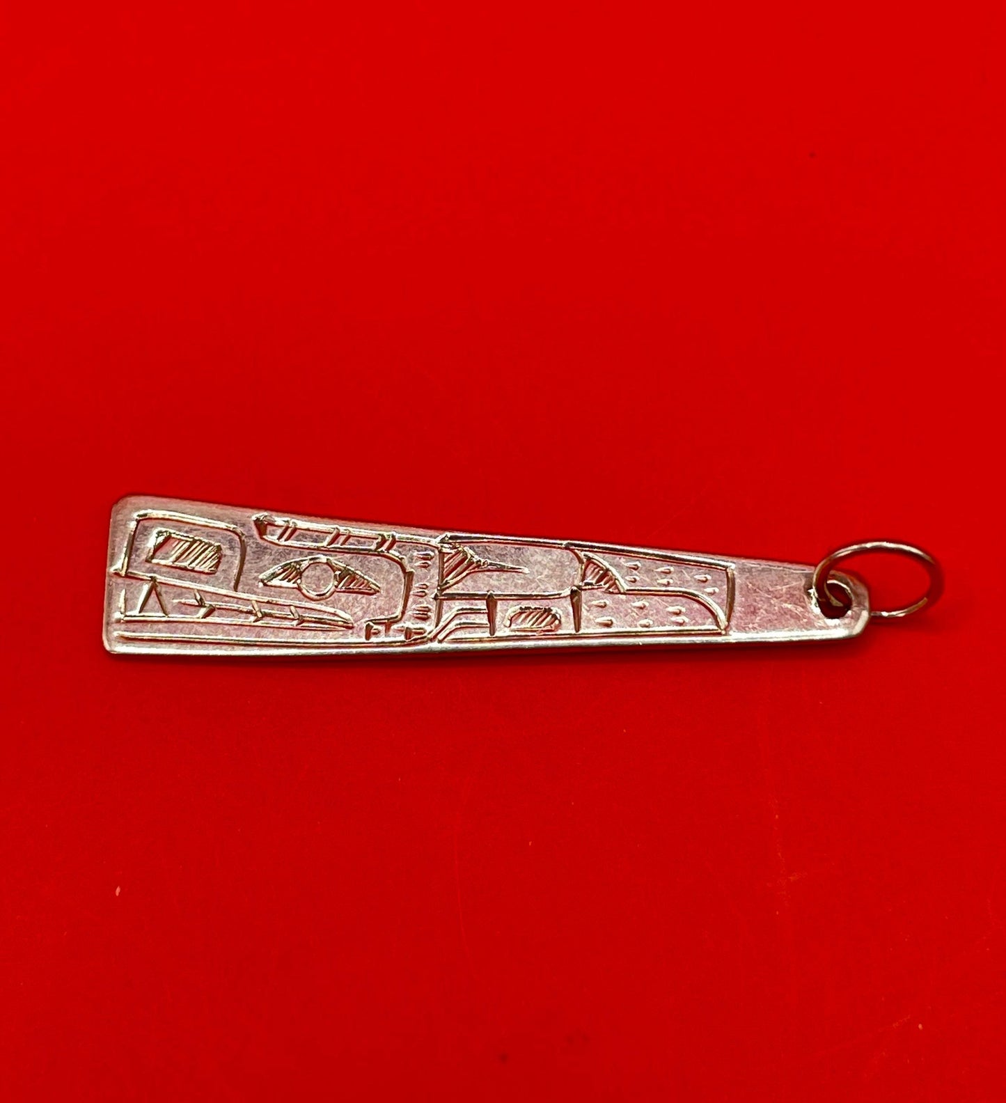 Beautiful indigenous first nations Pacific northwest coast sterling silver wolf pendant
